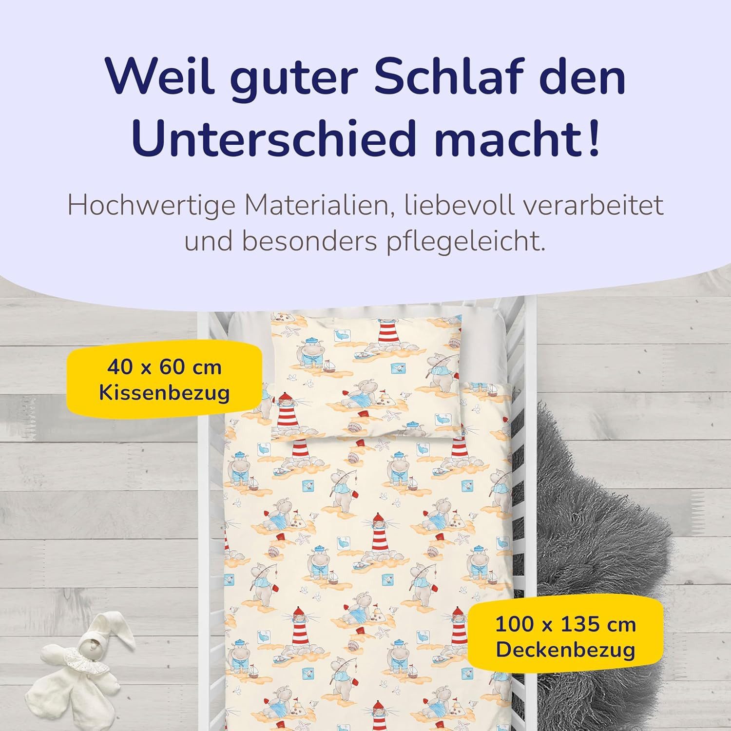 Träumschön Kinderbettwäsche Premium Set aus Baumwolle 100x135 cm - 40x60 cm, Baumwolle, 2 teilig, mit Reißverschluss, luftig und leicht