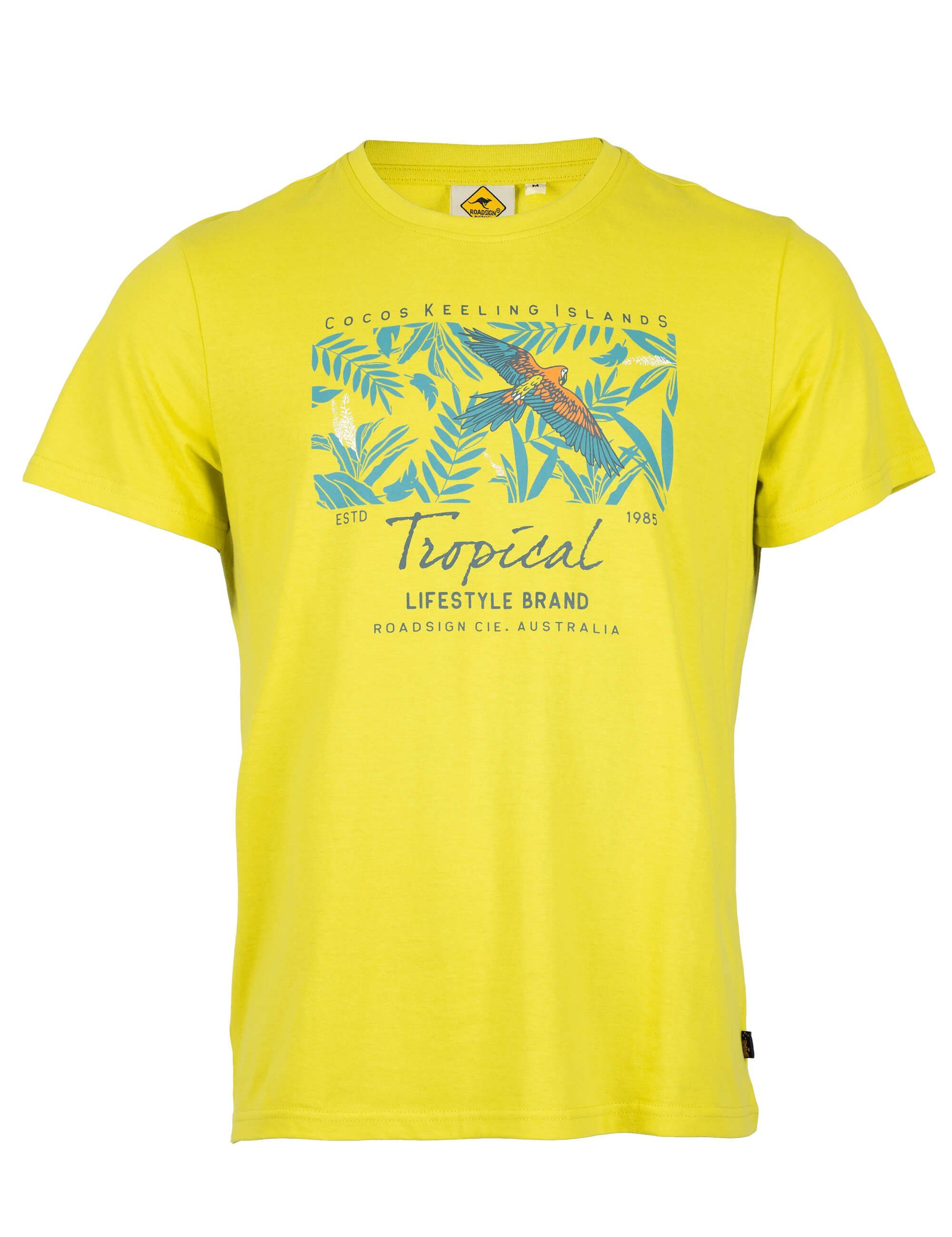 Herren Shirts ROADSIGN australia T-Shirt Tropical (1-tlg) mit Logo-Aufdruck und Rundhalsausschnitt, 100 % Baumwolle