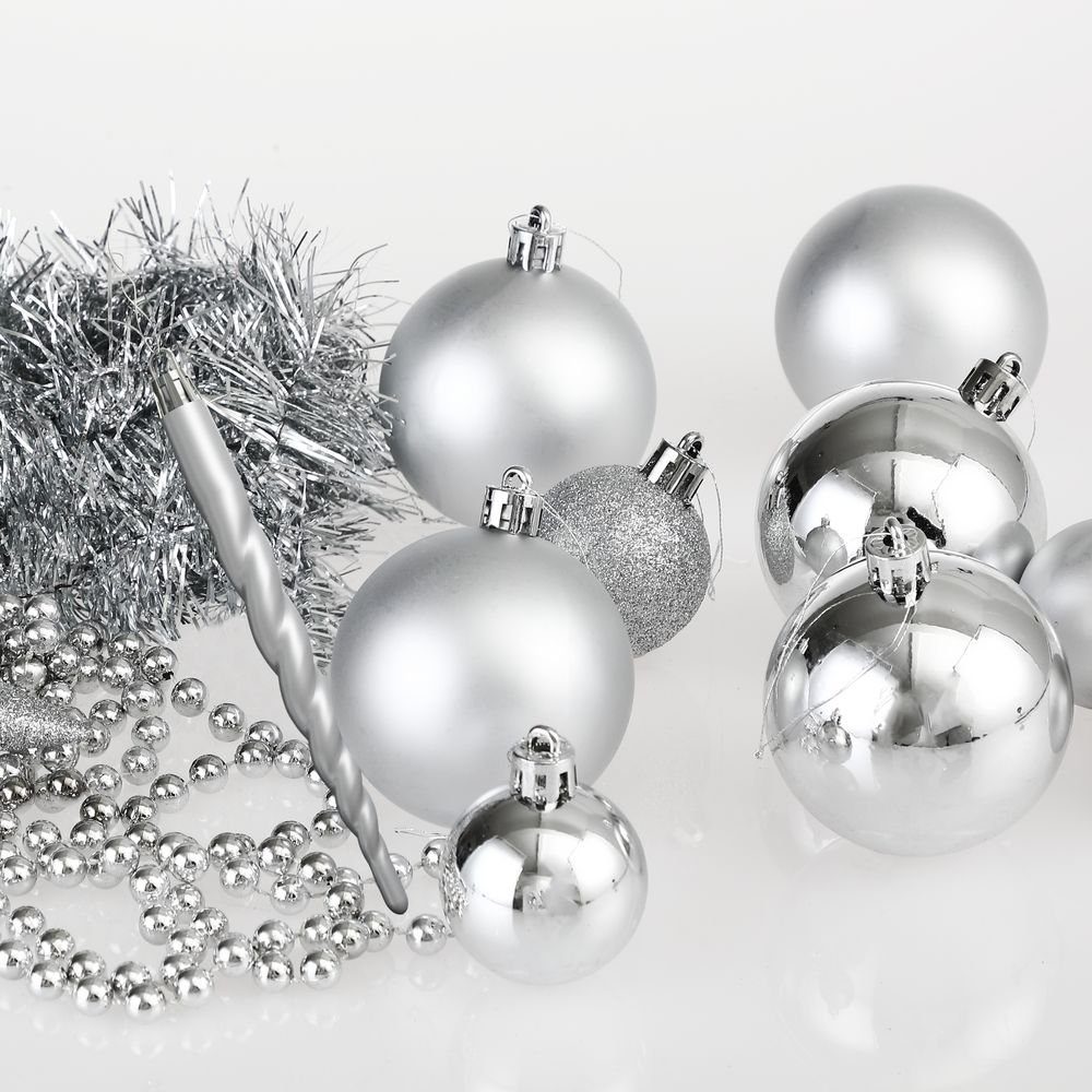 matt Deuba Set 77er Silber glitzer Weihnachtskugeln St), Weihnachtsdeko (77 glänzend Weihnachtsbaumkugel