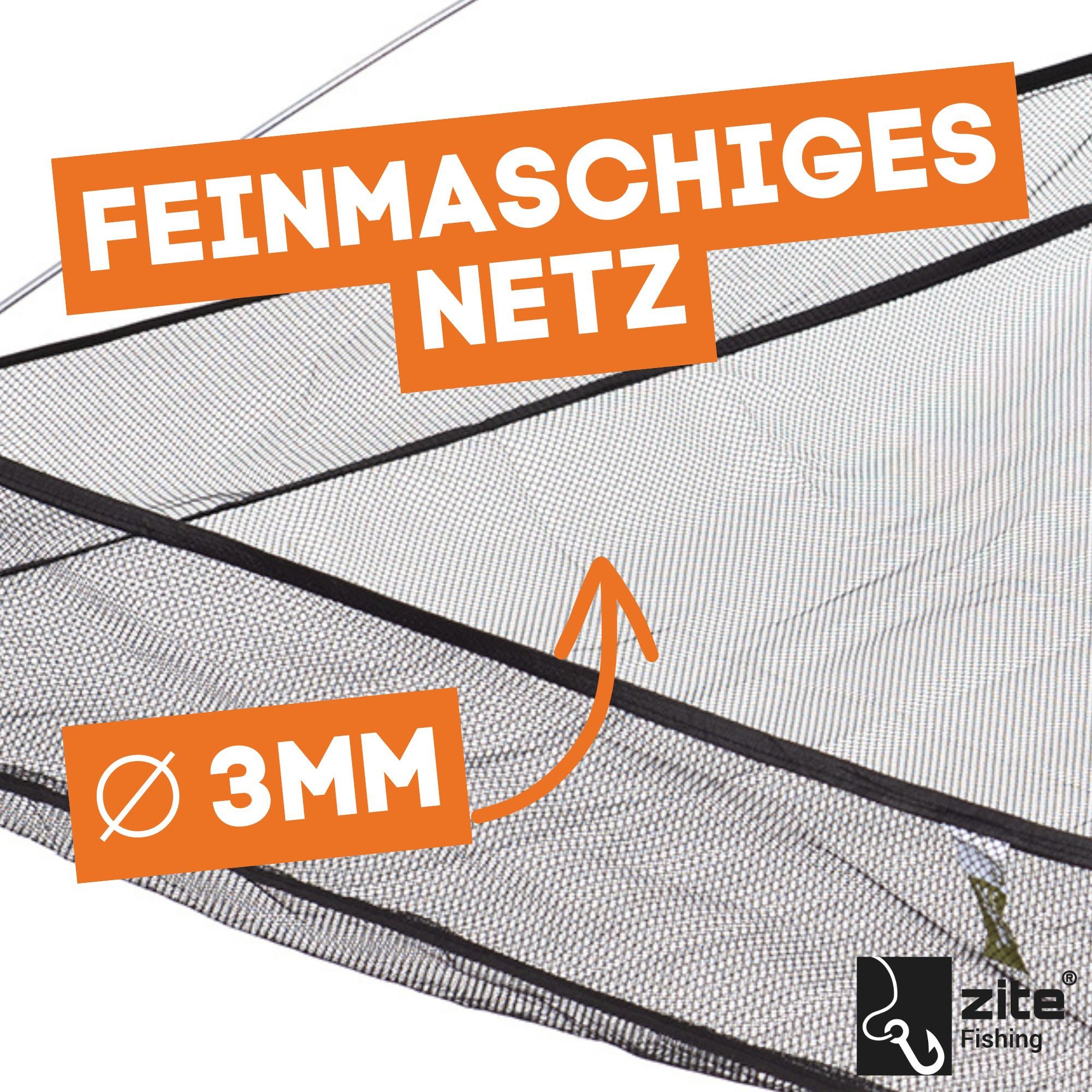 Zite Köderfischsenke mit Fluchtschutz-Rand schwarz 1x1m & 3mm Netz robustes Metallgestell