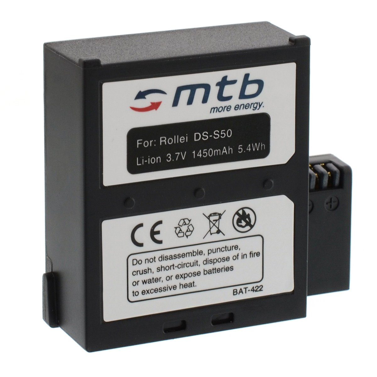 mtb more energy [BAT-422 - Li-Ion] Kamera-Akku kompatibel mit Akku-Typ Rollei DS-SD50 1450 mAh (3,7 V), passend für: Rollei Bullet Actioncam 6S WiFi, 7S WiFi…