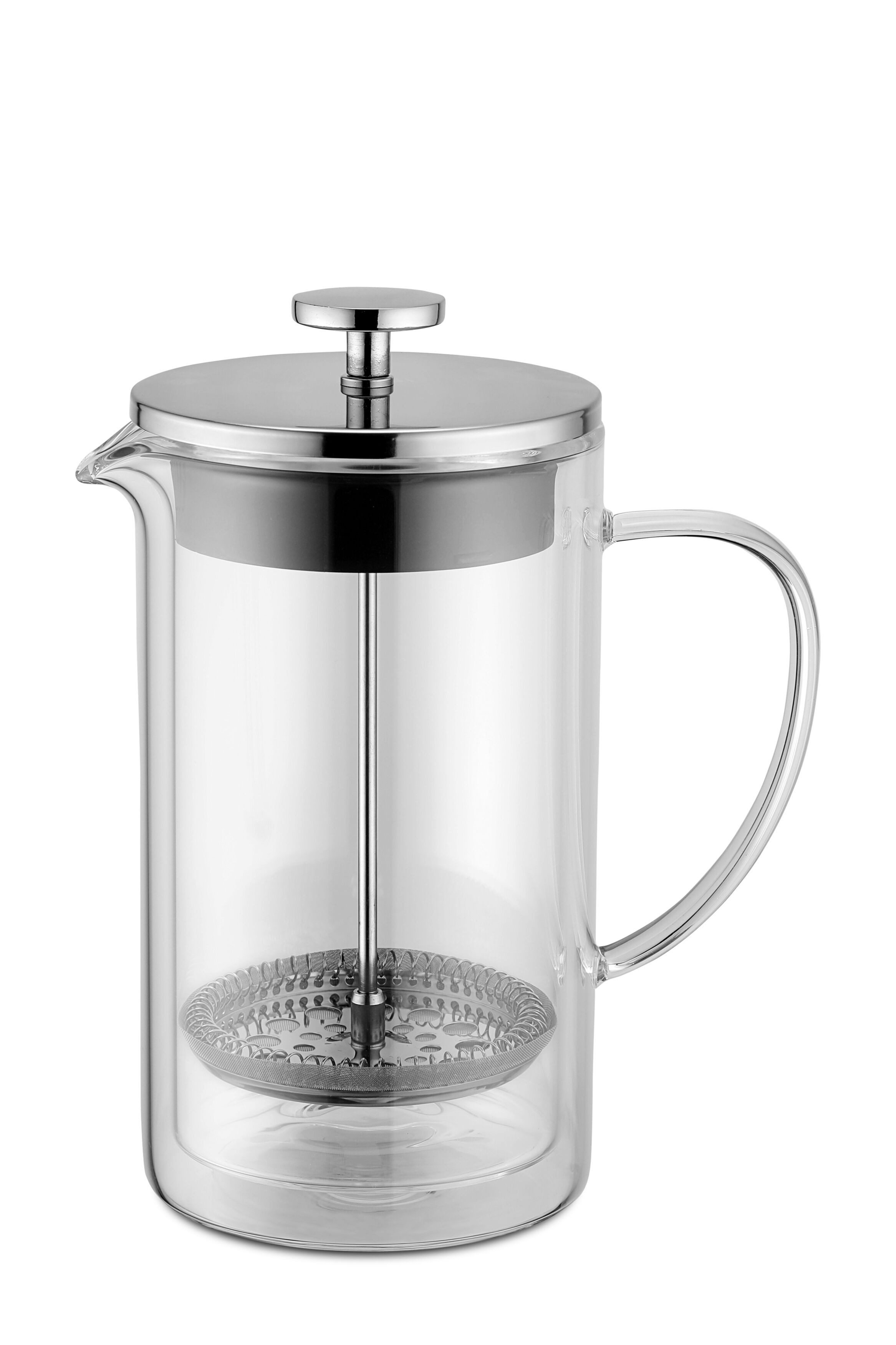 Weis French Press Kanne, Doppelwandige Glas-Presskanne, 0,8 l, spülmaschinengeeignet