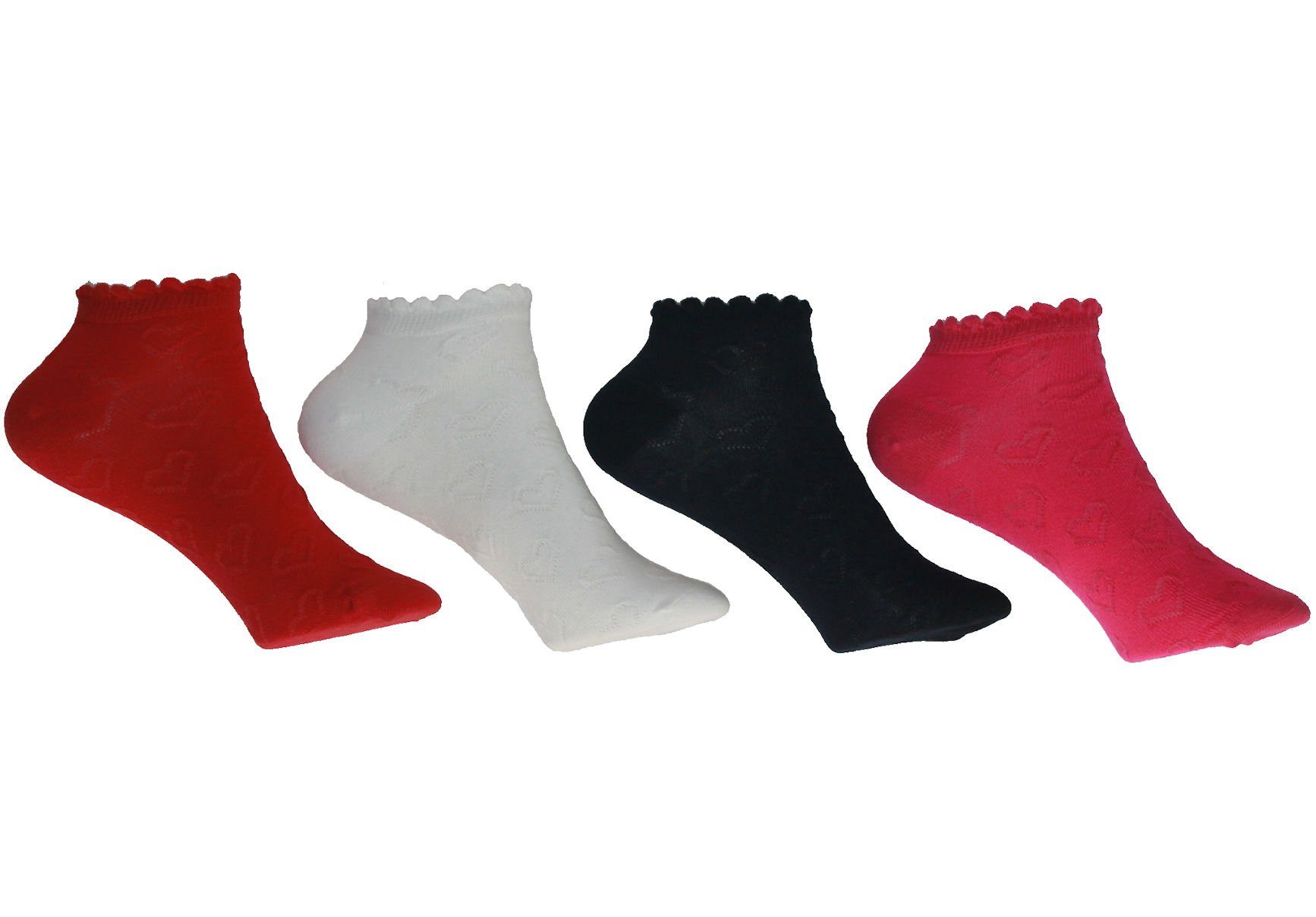 Riese Strümpfe Sneakersocken RS Mädchen Strümpfe Sneakers 4er Pack Socken Herz pink rot weiß marine (4-Paar) | Sneakersocken