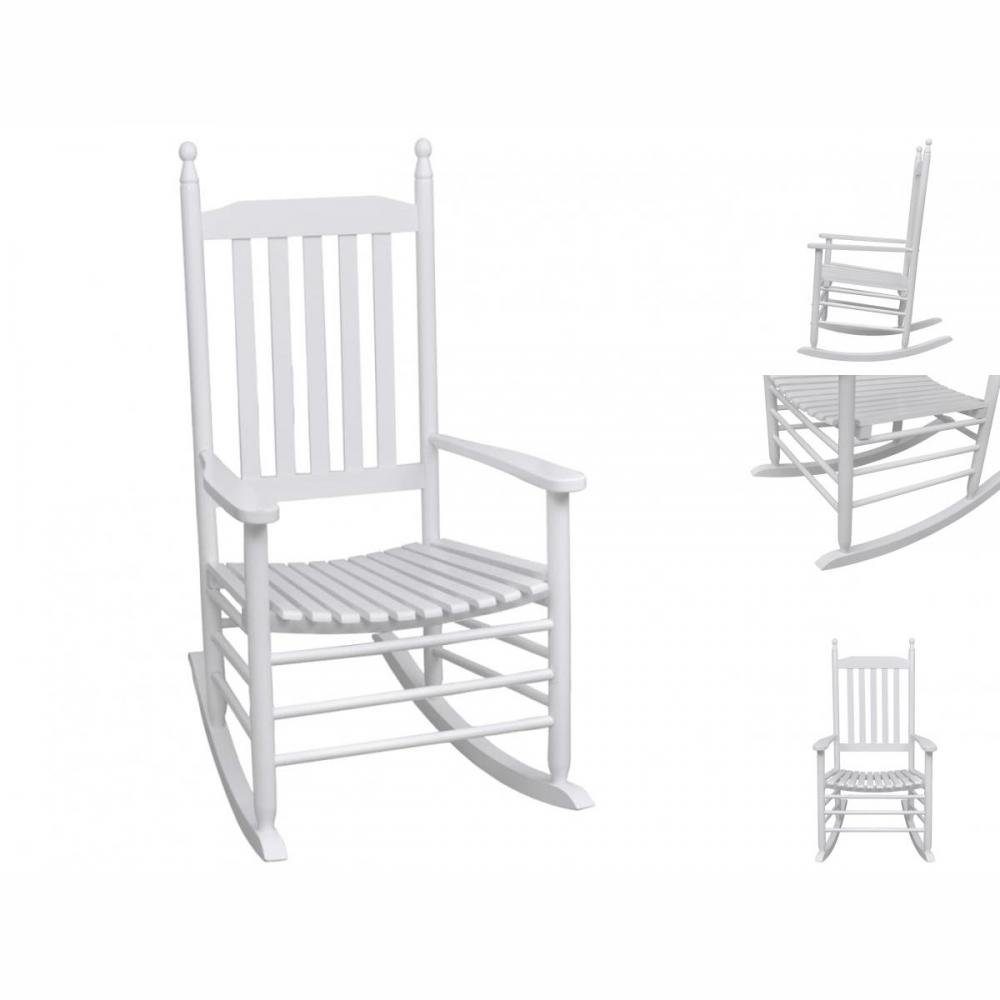 vidaXL Stuhl Schaukelstuhl mit Gebogener Sitzfläche Weiß Holz Weiß | Weiß