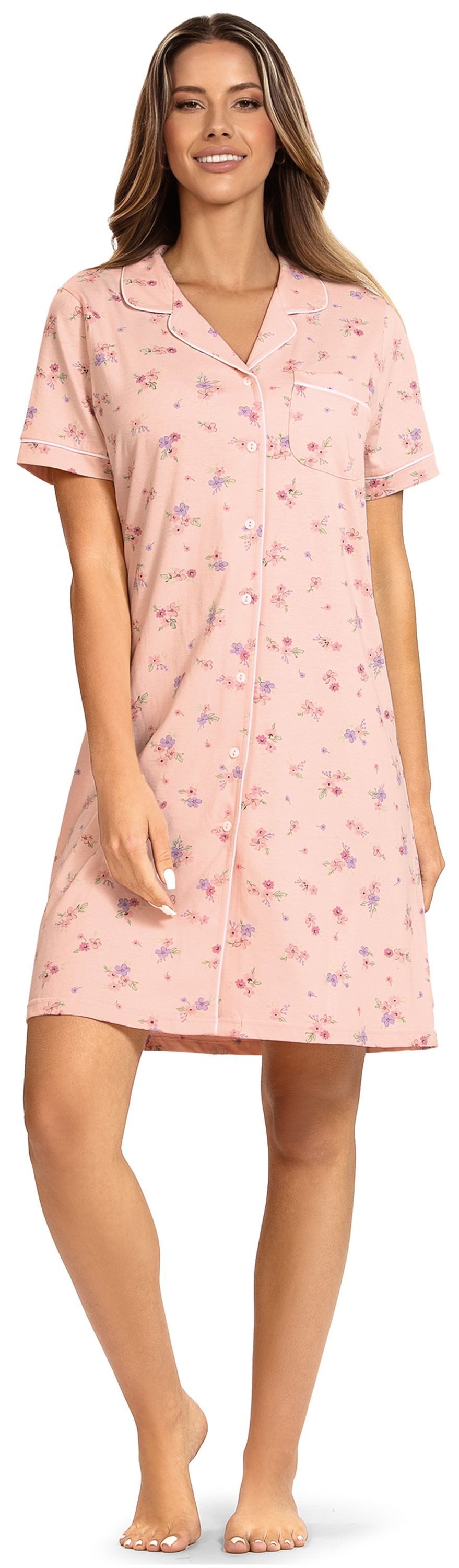 comtessa Nachthemd Dreamy breeze (Set, 1-tlg., 1-teilig) Damen Sleepshirt ca.95cm Schlafshirt geknöpft Baumwolle große Größen
