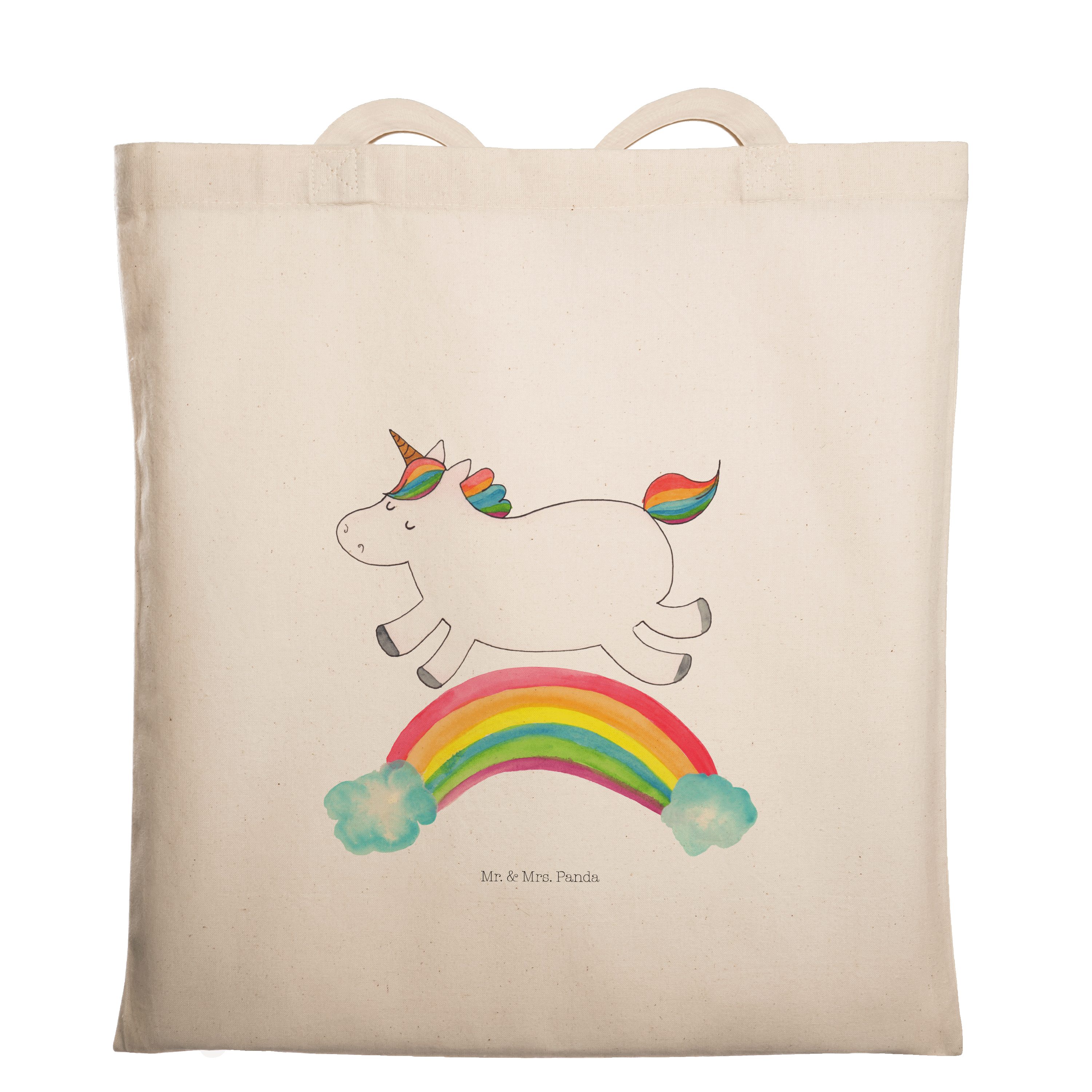Mr. & Mrs. Panda Tragetasche Einhorn Regenbogen - Transparent - Geschenk, Unicorn, Pegasus, Beutel (1-tlg)