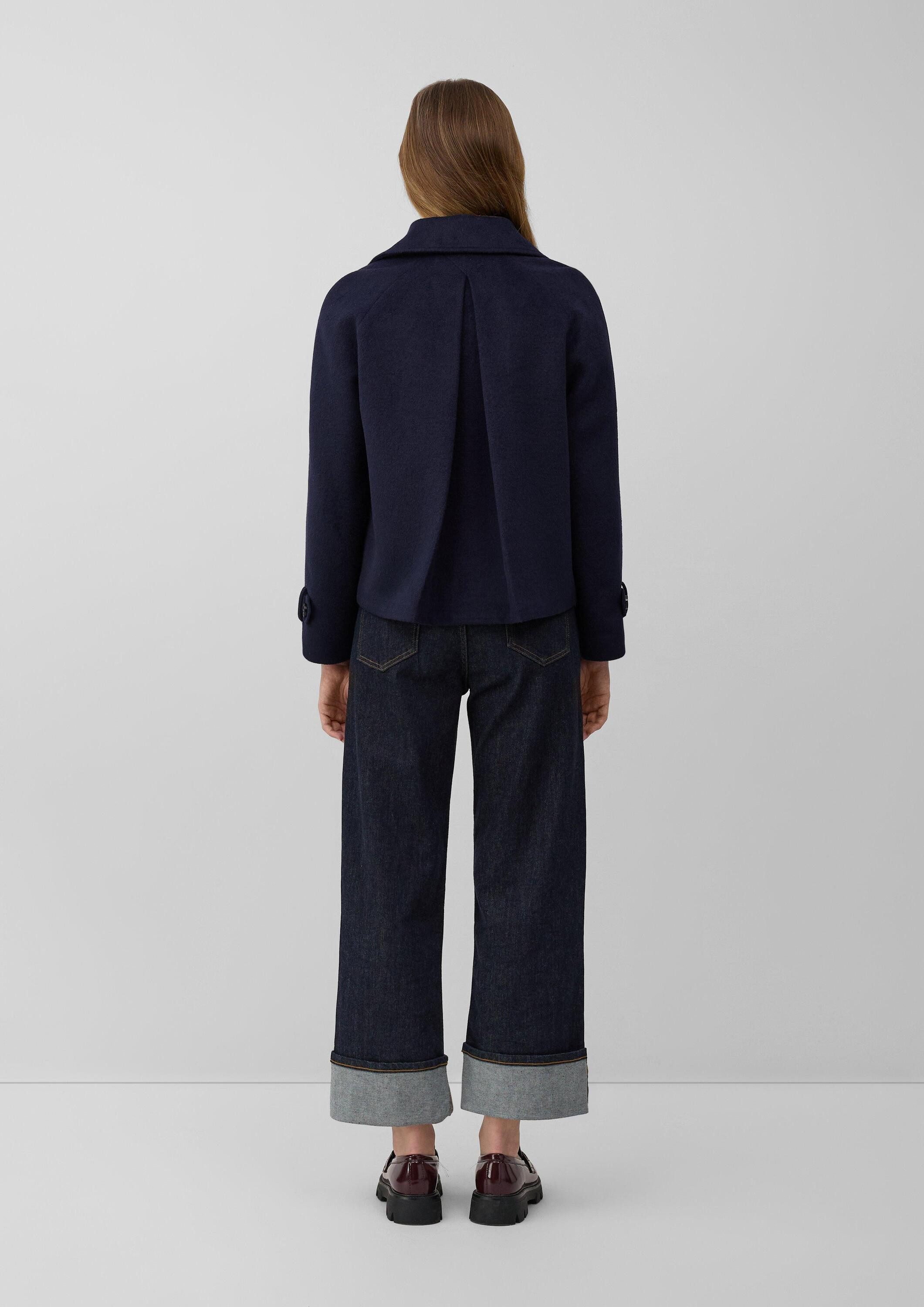 s.Oliver Funktionsmantel Outdoor-Jacke Kurze Cabanjacke aus Wollmix mit Rückenfalte