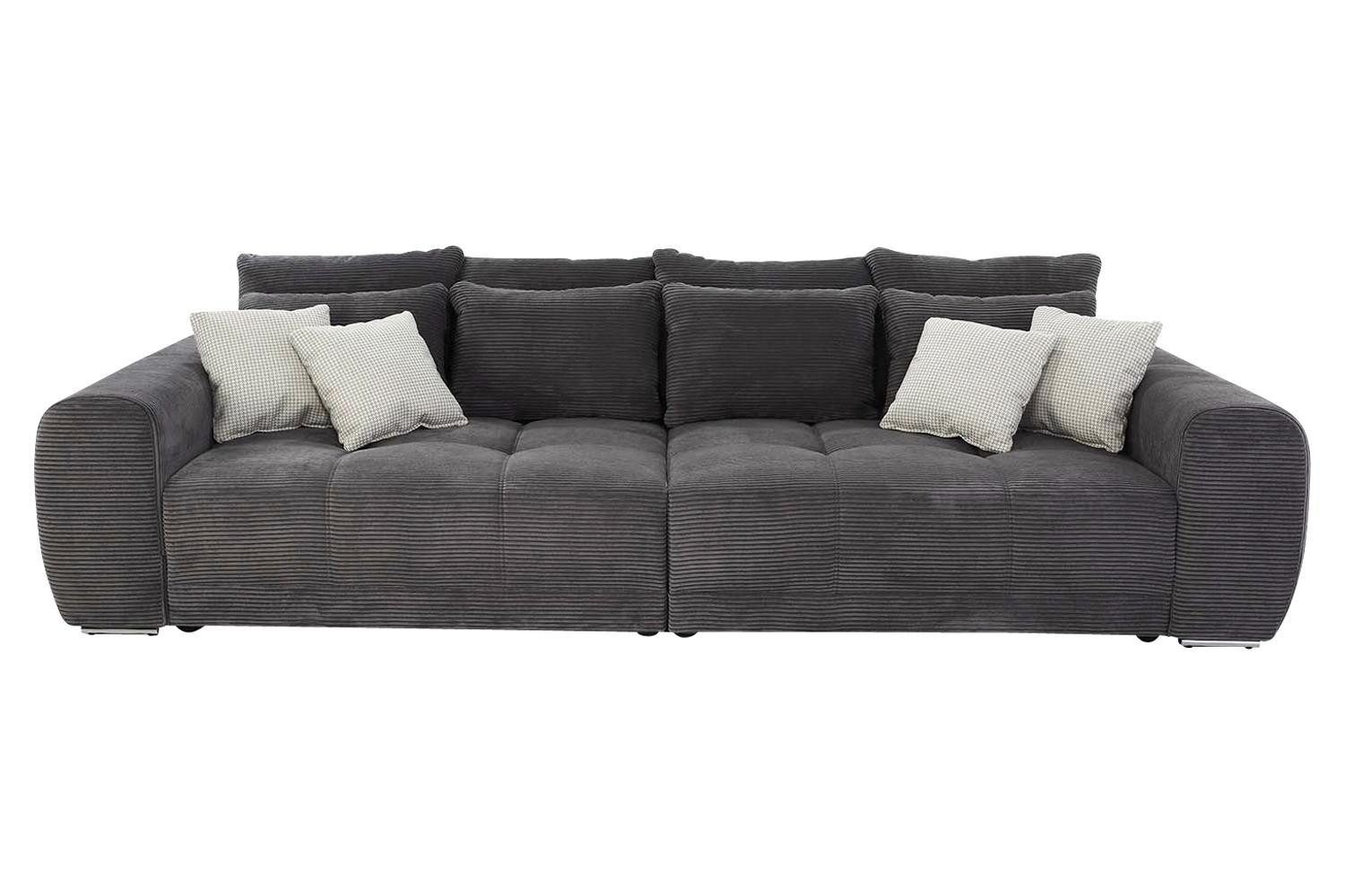 Jockenhöfer Gruppe Big-Sofa MOLDAU, Grau, Cordbezug, mit 12 Kissen, B 306 x H 83 x T 134 cm