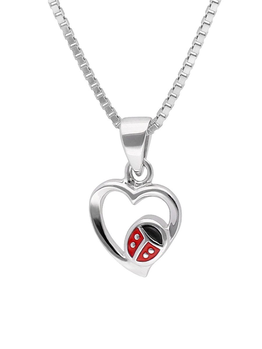 Kette mit Anhänger Mädchen-mit Herz-Anhänger Silber 925 Collier