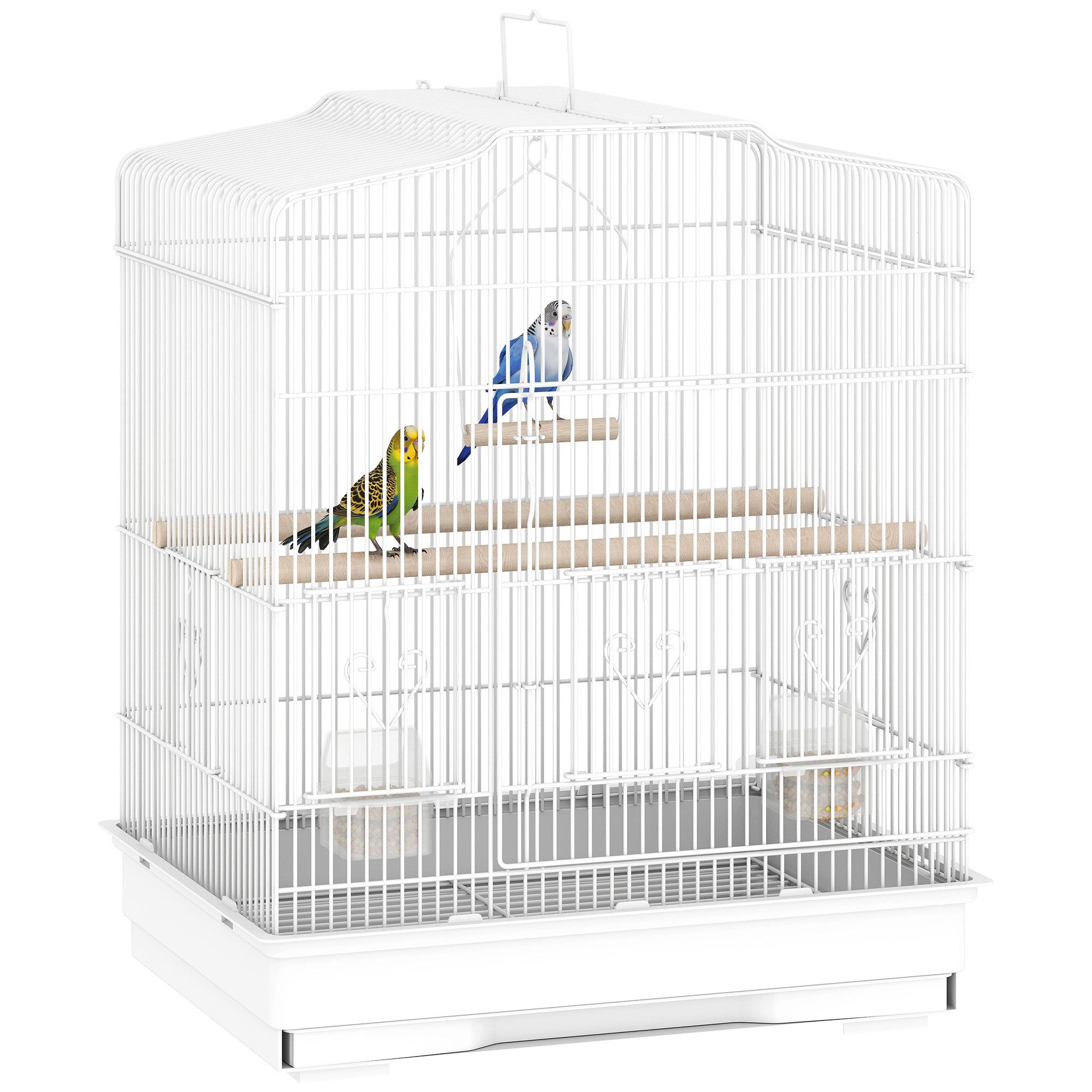 PawHut Vogelkäfig, mit ausnehmbarer Bodenschale Weiß 46,5 x 36 x 59 cm