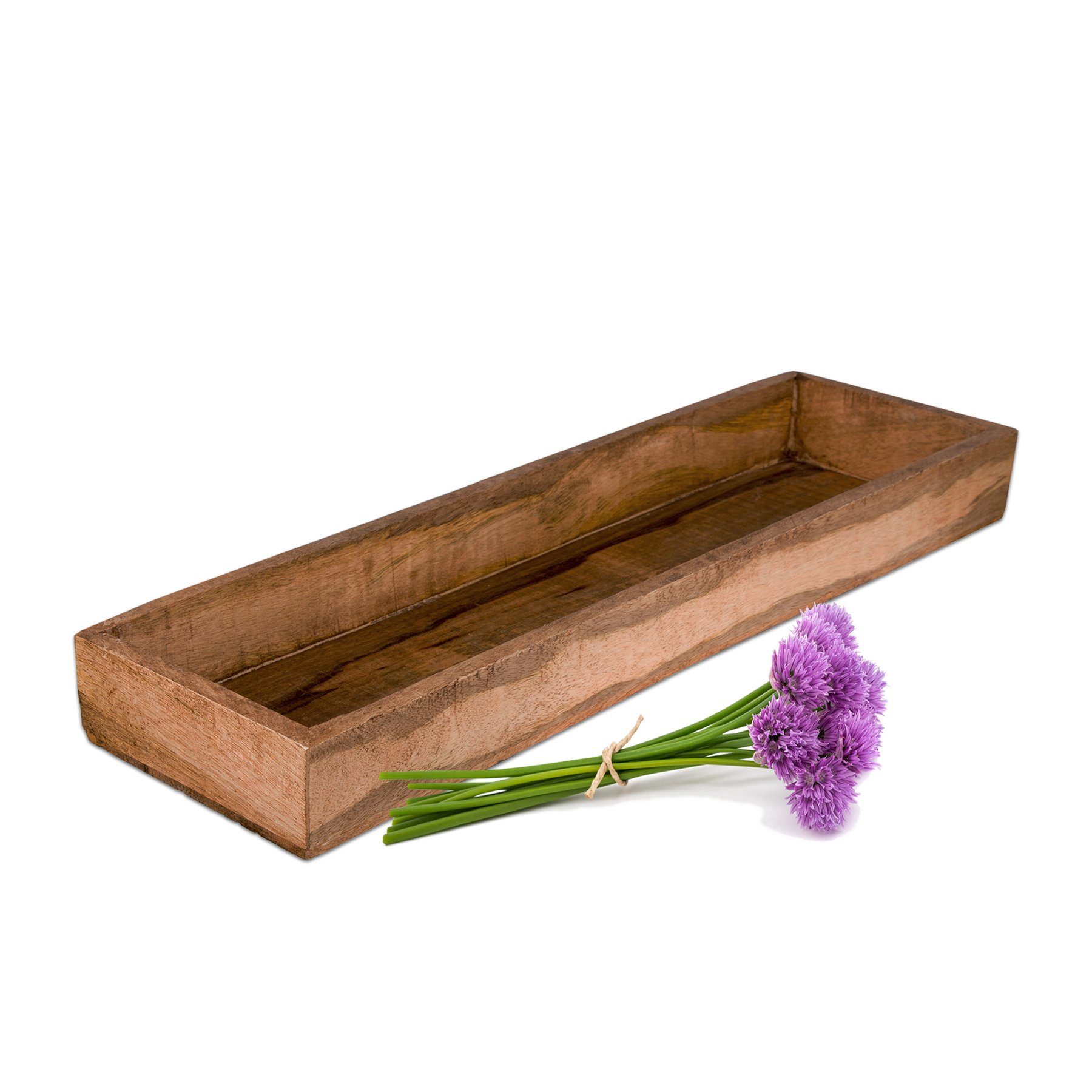 Tablett aus Mangoholz - 50 x 14,5 x 5 cm - Vintage Holztablett rechteckig