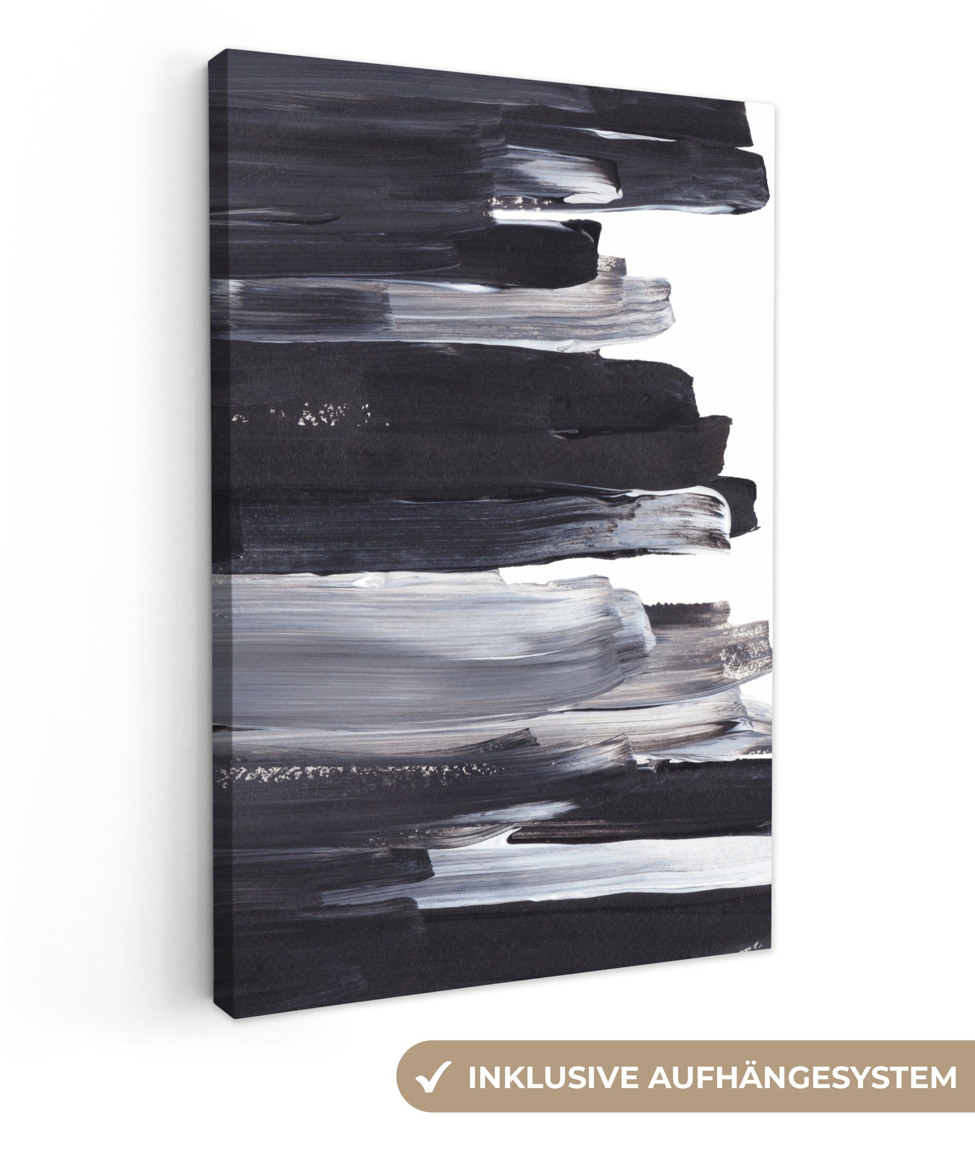 OneMillionCanvasses® Leinwandbild Farbe - Schwarz - Design, (1 St), Leinwandbild fertig bespannt inkl. Zackenaufhänger, Gemälde, 20x30 cm