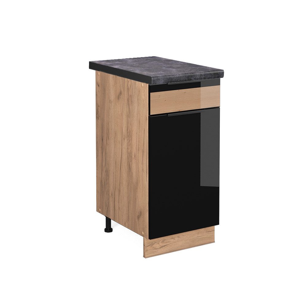 Vicco Unterschrank Fame-Line, Schwarz Eiche hochglanz/Goldkraft günstig online kaufen