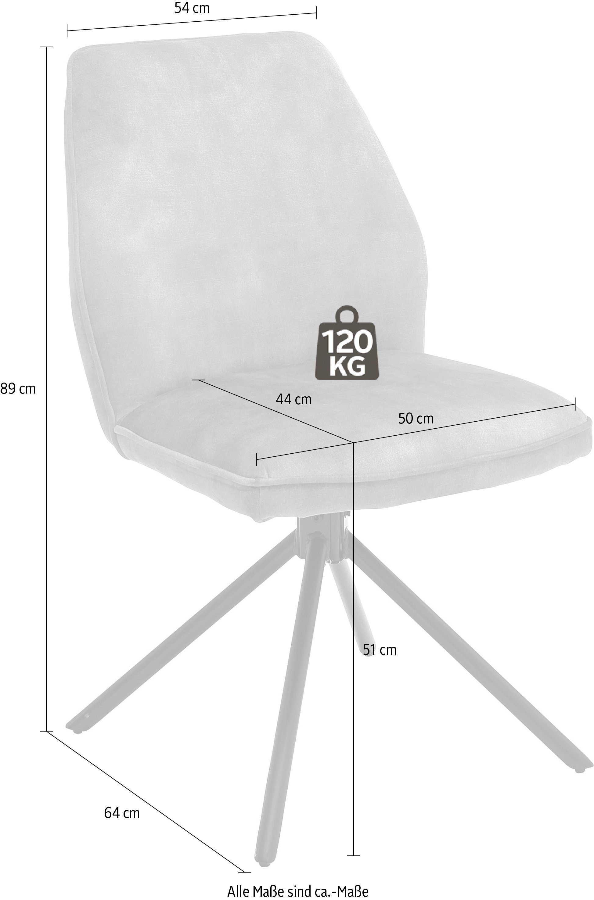 MCA furniture Esszimmerstuhl bis 120 | Grau (Set, belastbar Veloursoptik Keder, Grau St), Kg Stuhl Vintage mit 2 Ottawa