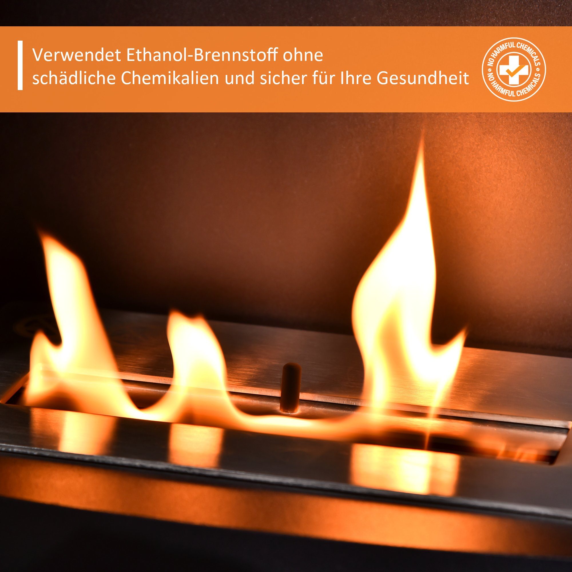 HOMCOM Echtfeuer-Dekokamin Ethanol-Kamin Rauch, keine Kein Asche