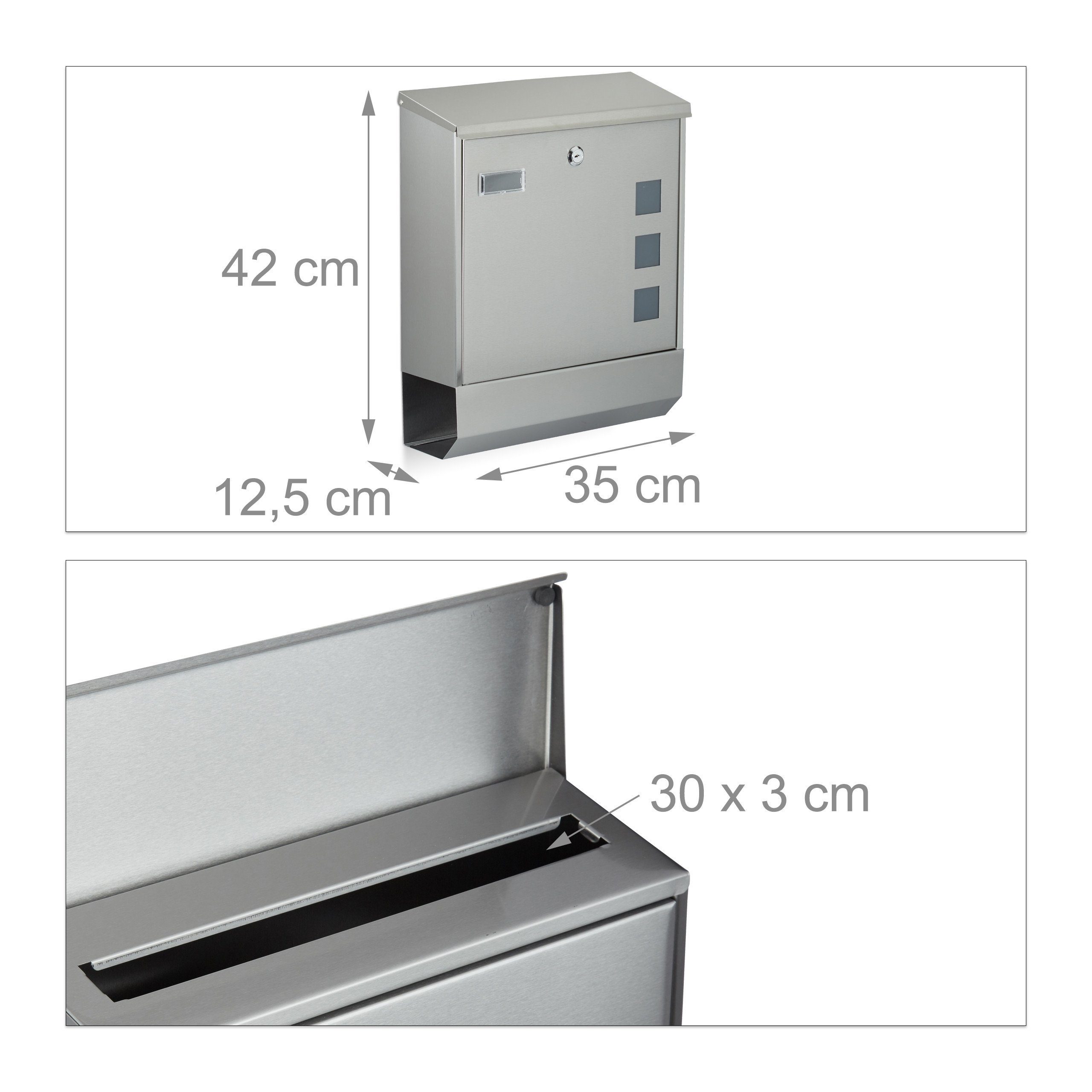 relaxdays Briefkasten Edelstahl