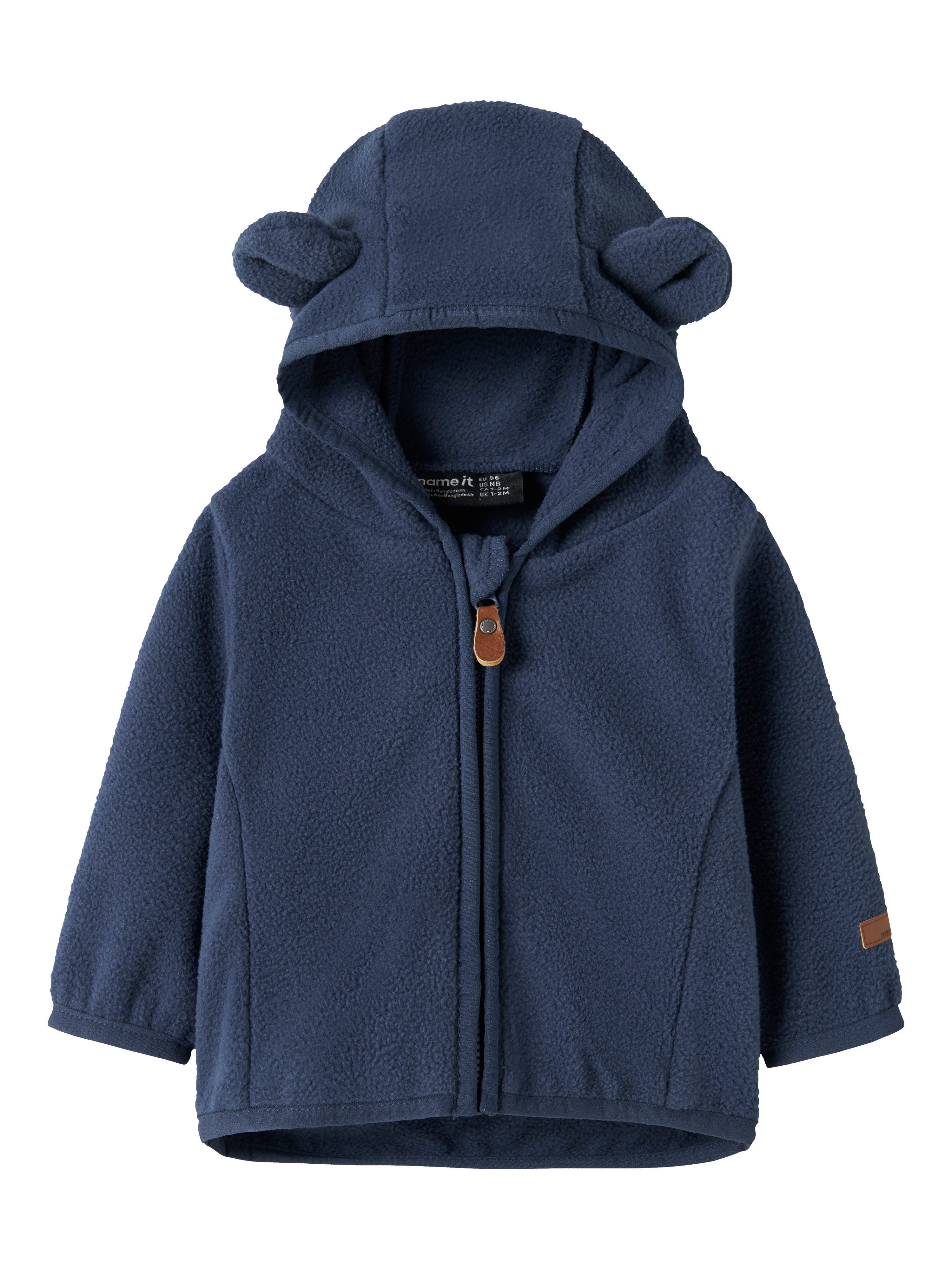 Name It Kapuzenfleecejacke NBNMEEKO FLEECE JACKET MELANGE Fleece, Reißverschluss mit Kinnschutz