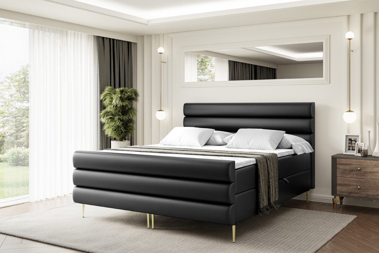 ALTDECOR Boxbett CELESTIA-F-Z (Multipocket-Matratze H4, H3 Matratze Bonellfederung, Topper, Kopfteil)