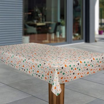 laro Tischdecke Wachstuch-Tischdecken Abwaschbar Bunt orange grün weiß rechteckig