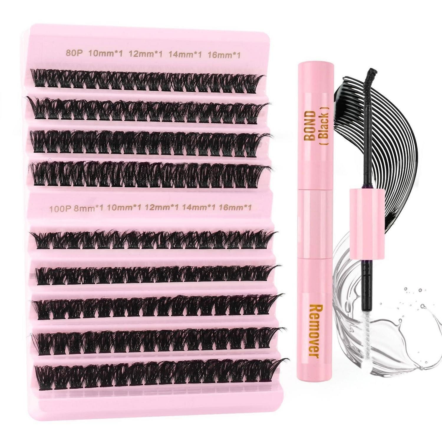 LuxusKollektion Einzelwimpern Wimpernverlängerung Set DIY 80D+100D Cluster