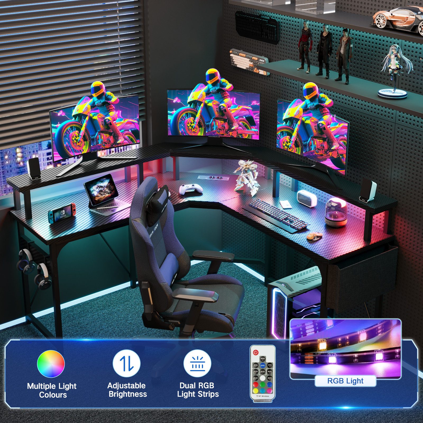 HOMALL Eckschreibtisch Gamingtisch mit LED,Computertisch mit günstig online kaufen