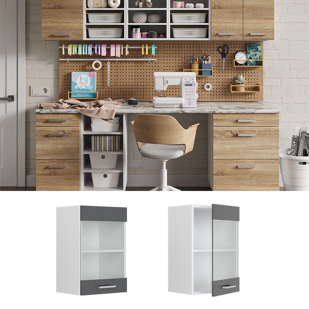 Vicco Schranksystem R-Line, Anthrazit Hochglanz/Weiß, 40 günstig online kaufen