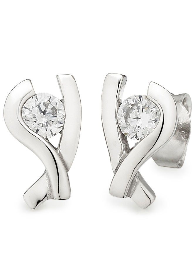 Bruno Banani Paar Ohrstecker Schmuck Geschenk Silber 925 Ohrschmuck Ohrringe Glitzerstein, mit Zirkonia (synth)