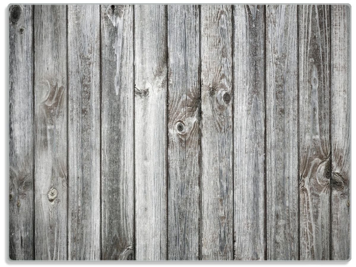 Wallario Schneidebrett Holz-Optik Textur hellgraues Holz Paneele Dielen mit Asteinschlüssen, ESG-Sicherheitsglas, (inkl. rutschfester Gummifüße 4mm, 1-St), 30x40cm