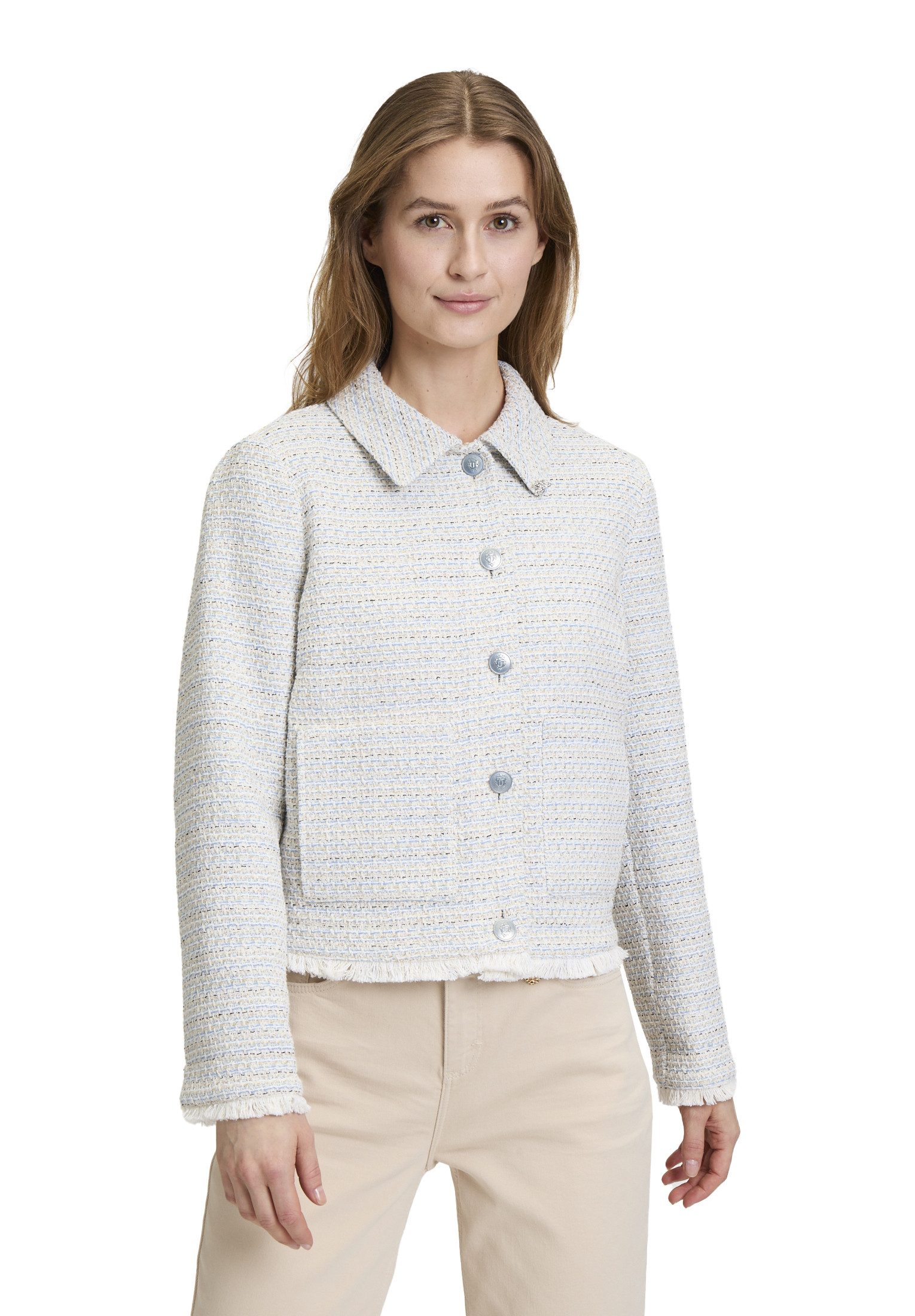Jackenblazer Cartoon Tweedblazer mit Fransen