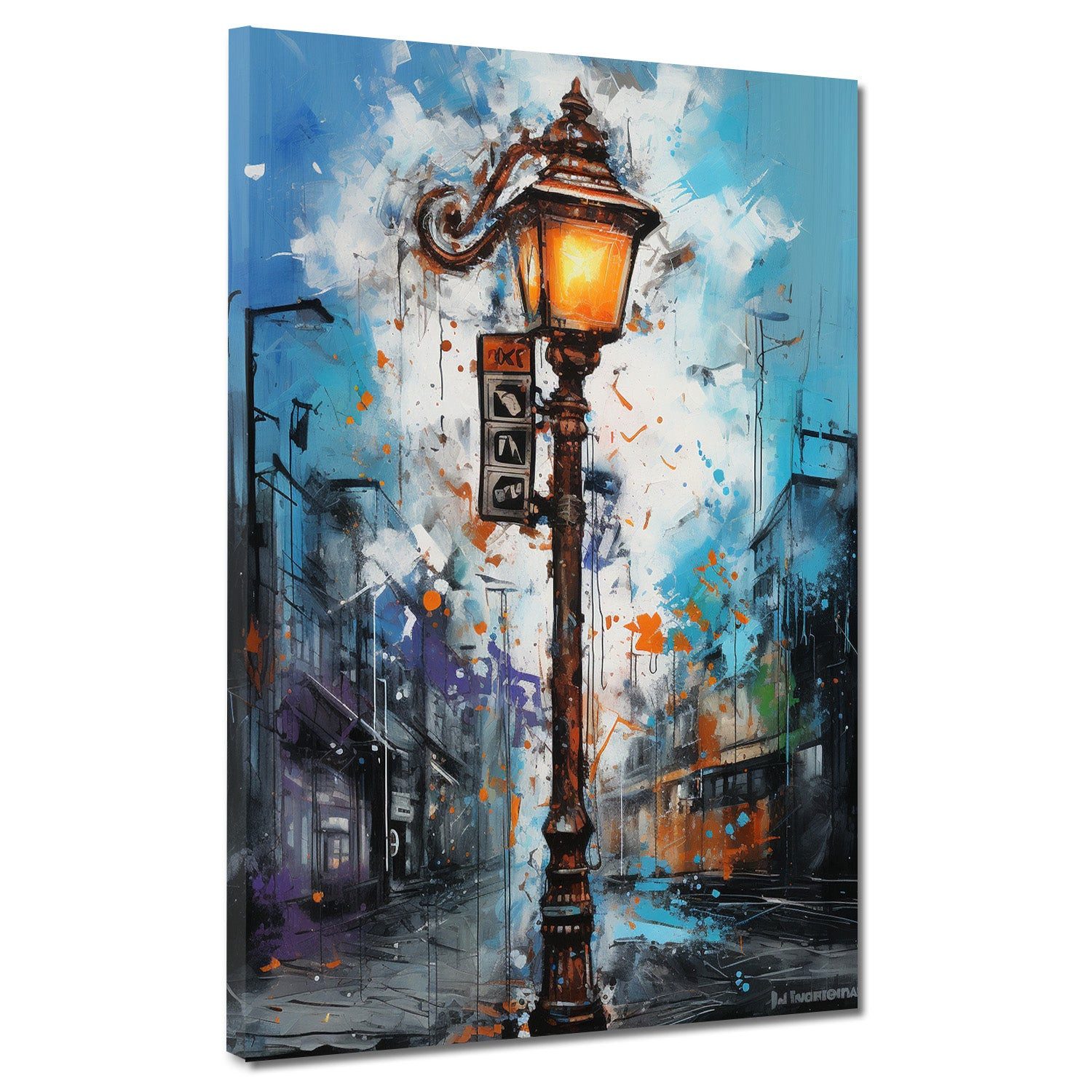 Leinwandbild Straßenlaterne Pop Art abstrakt Leinwandbild Wandbild Kunstdruck XL Wa