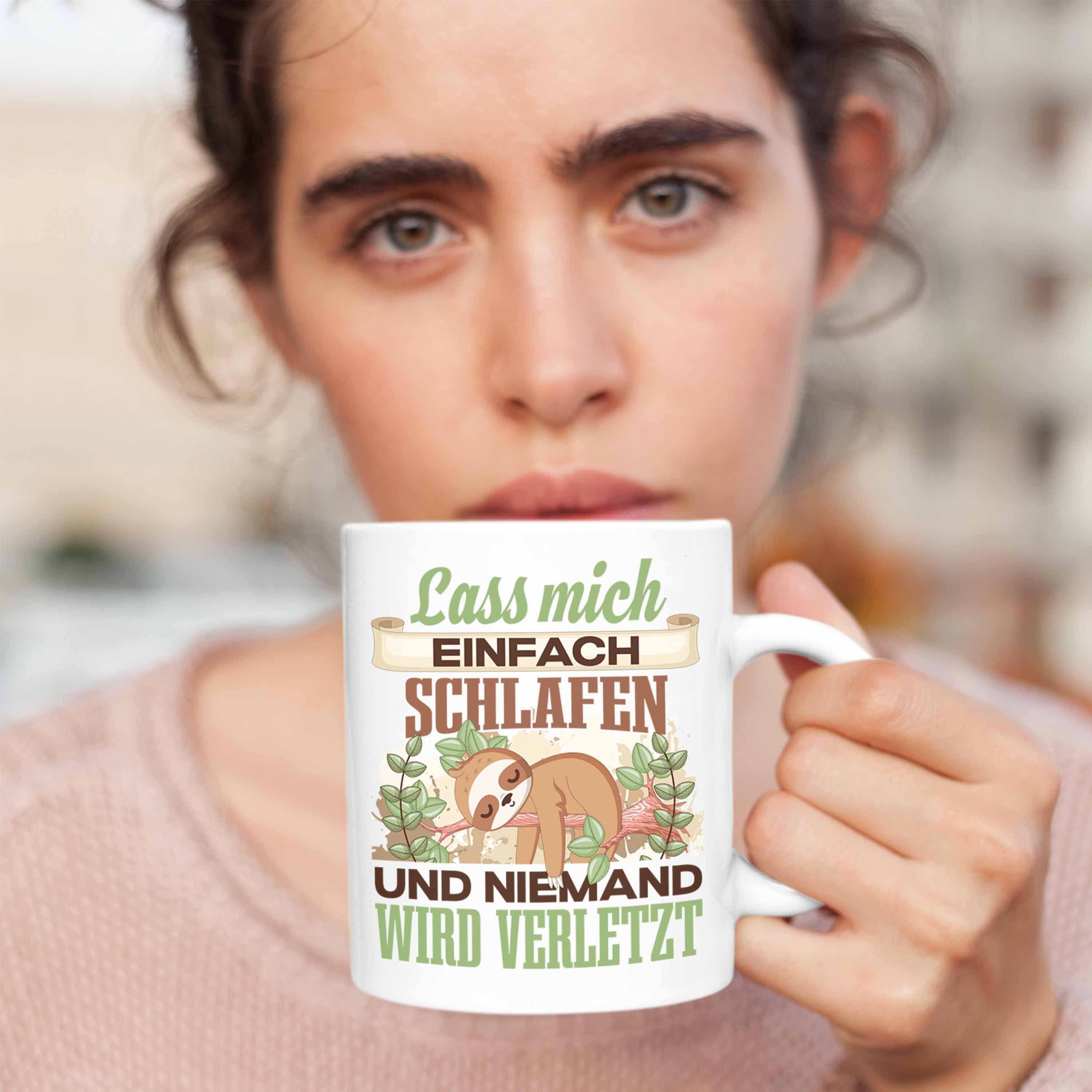 Trendation - F Geschenk Weiss für Schlafen Tasse Spruch Tasse Schlafmütze Lustiger Trendation