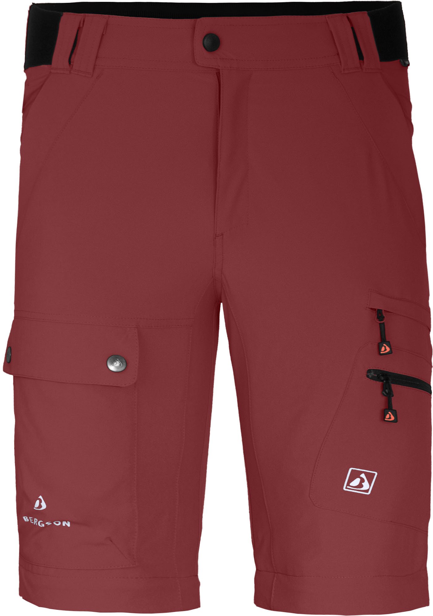 Bergson Outdoorhose FROSLEV Bermuda Zipp-Off Herren Wanderhose, recycelt, elastisch, 7 Taschen, Normalgrößen, rot