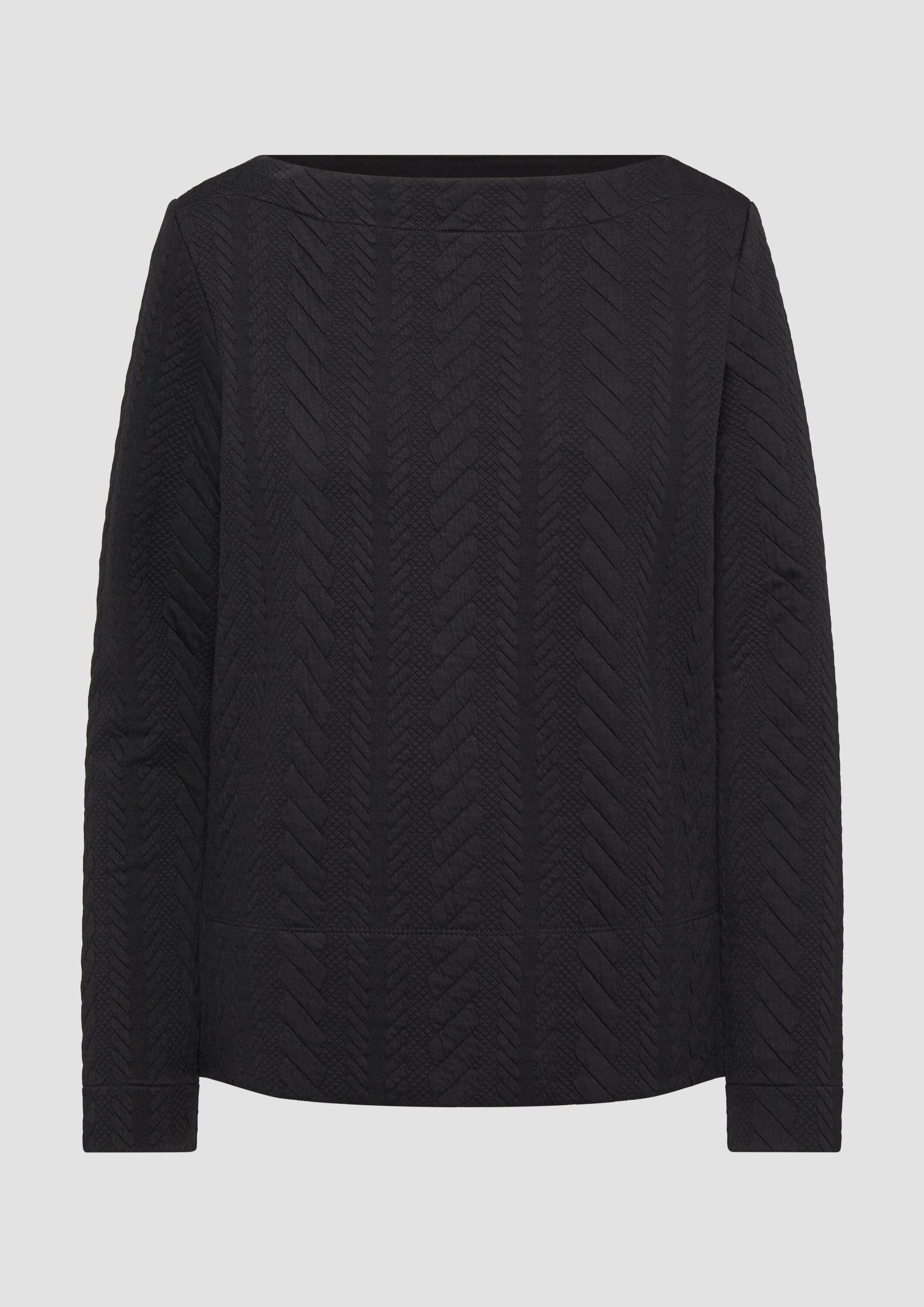 s.Oliver Sweatshirt Sweatshirt Strukturiertes Jacquard-Sweatshirt mit U-Boot-Ausschnitt