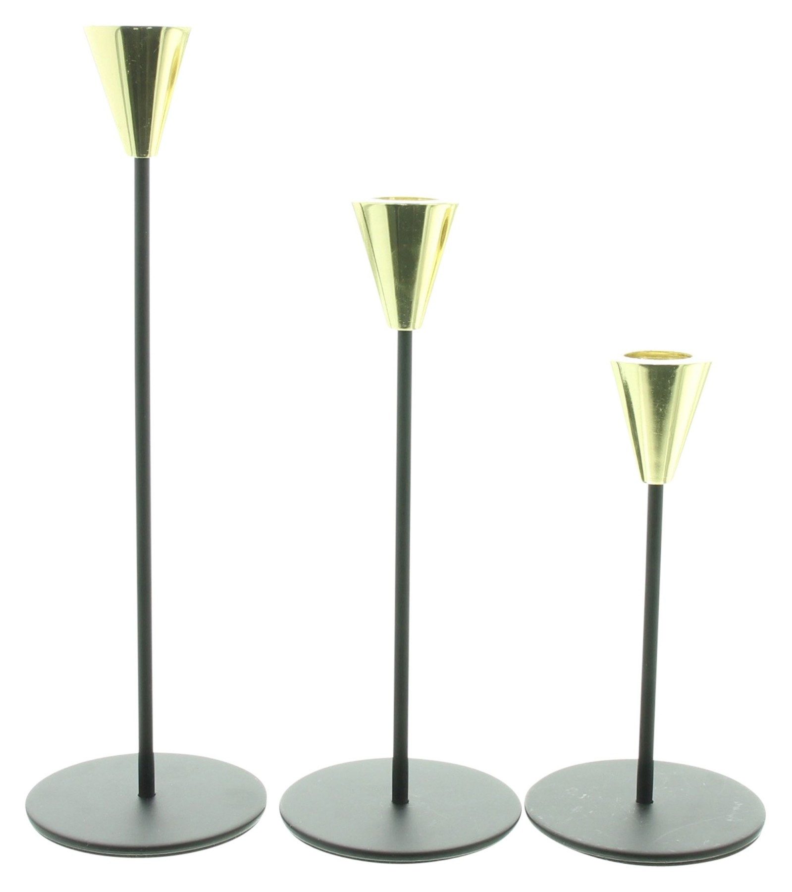 Dekoleidenschaft Kerzenständer "Schwarz & Gold" 16 - 25 cm hoch Metall Stab günstig online kaufen