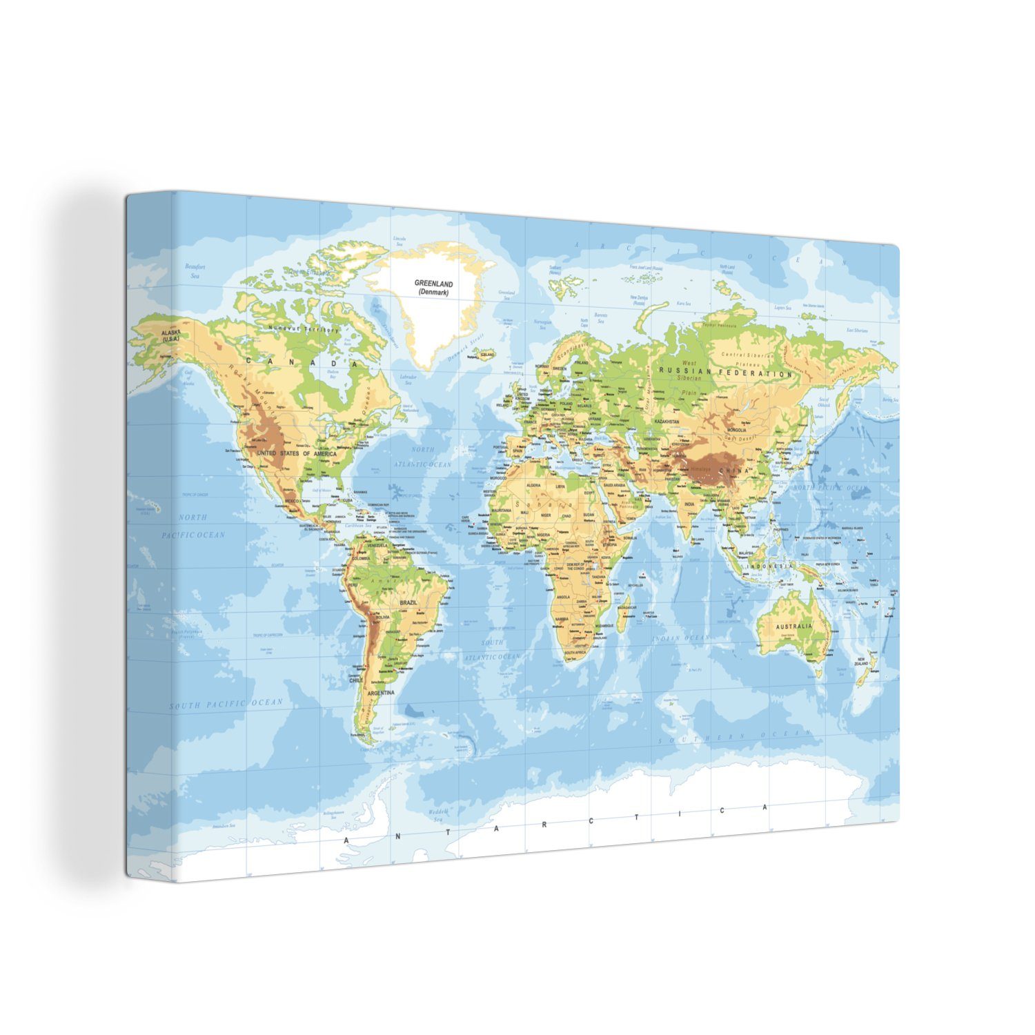 OneMillionCanvasses® Leinwandbild Weltkarte - Geographie - Atlas, Fotodruck günstig online kaufen