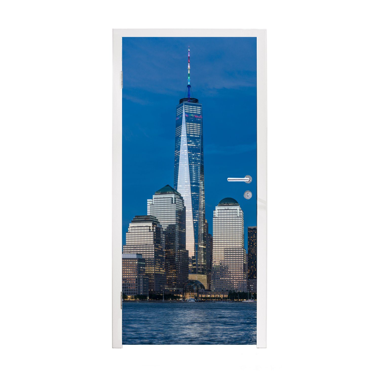MuchoWow Türtapete Der prächtige Wolkenkratzer des World Trade Center unter strahlend, Matt, bedruckt, (1 St), Fototapete für Tür, Türaufkleber, 75x205 cm