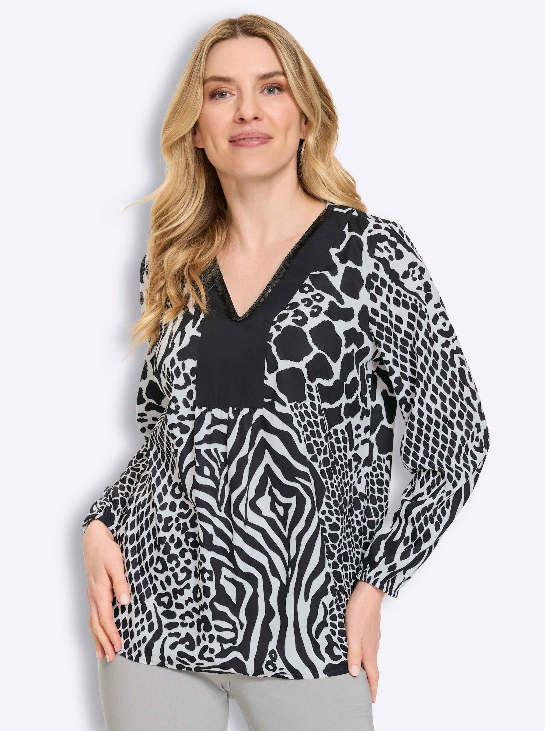 Sieh an! Klassische Bluse Schlupfbluse Langarm