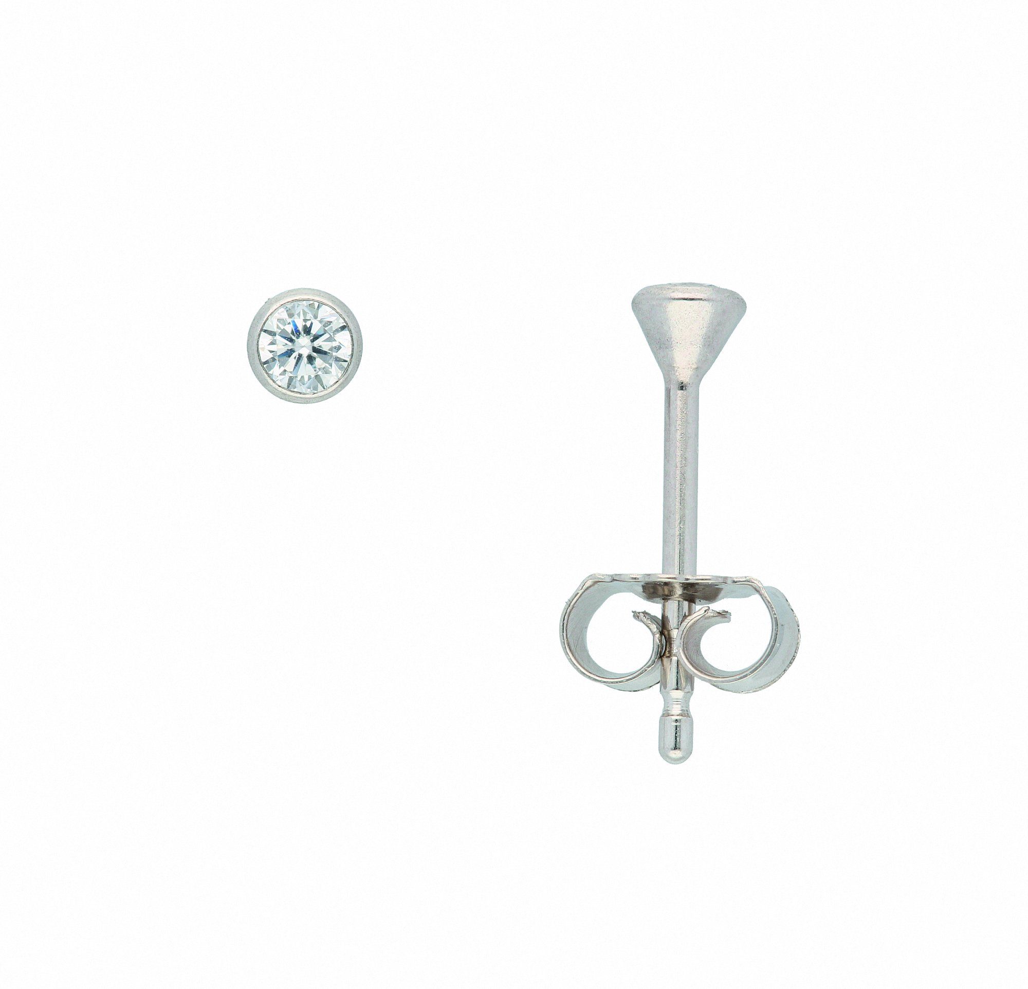 Adelia´s Paar Ohrhänger Damen 585 Weißgold Ohrringe Ohrstecker mit Zirkonia Ø 3 mm, mit Zirkonia Goldschmuck für Damen