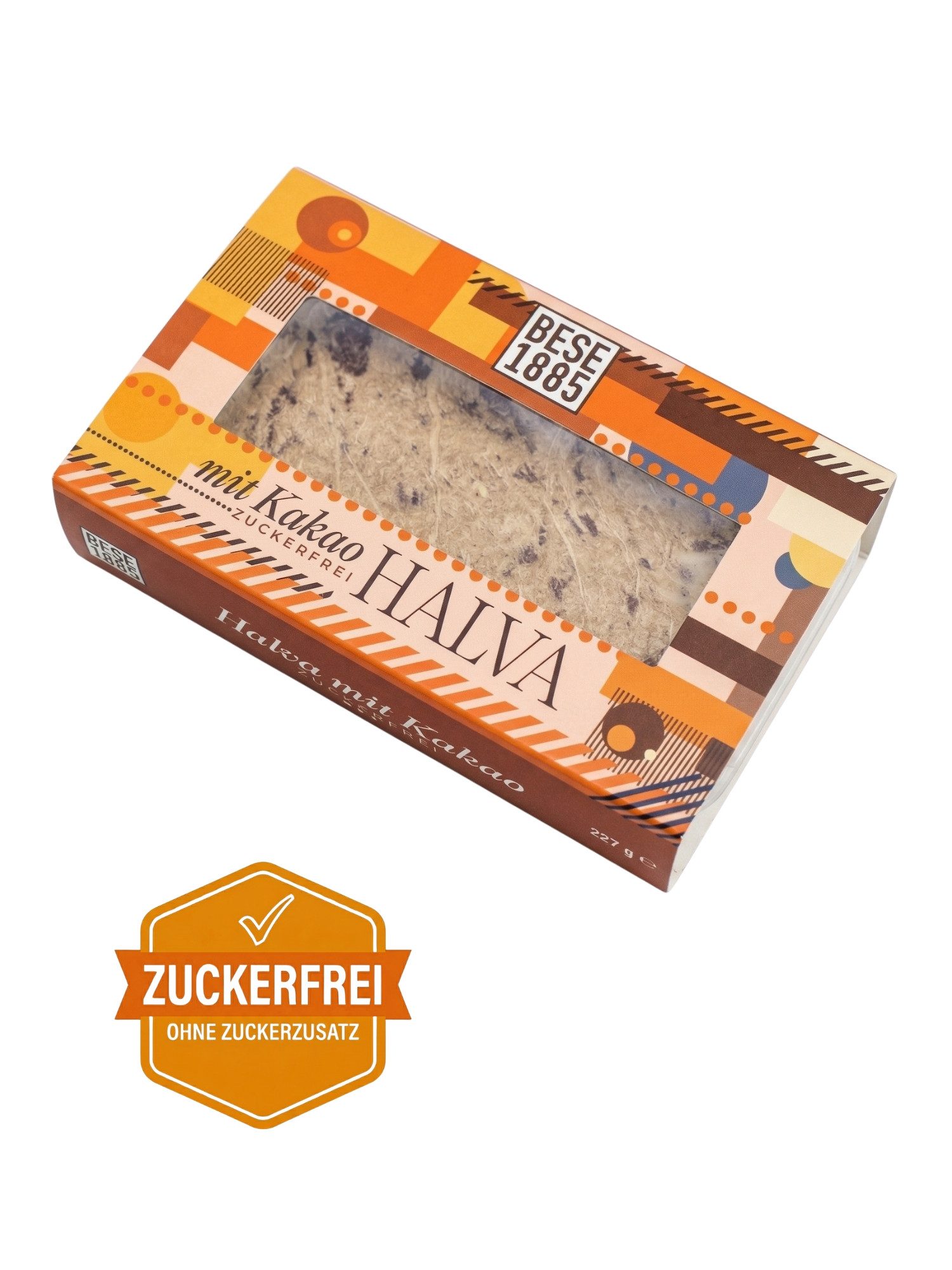 BESE1885 Süßigkeit Zuckerfreie Tahin Helva mit Kakao & Datteln – 227g ohne Palmöl, Glutenfrei – Ohne Glukosesirup