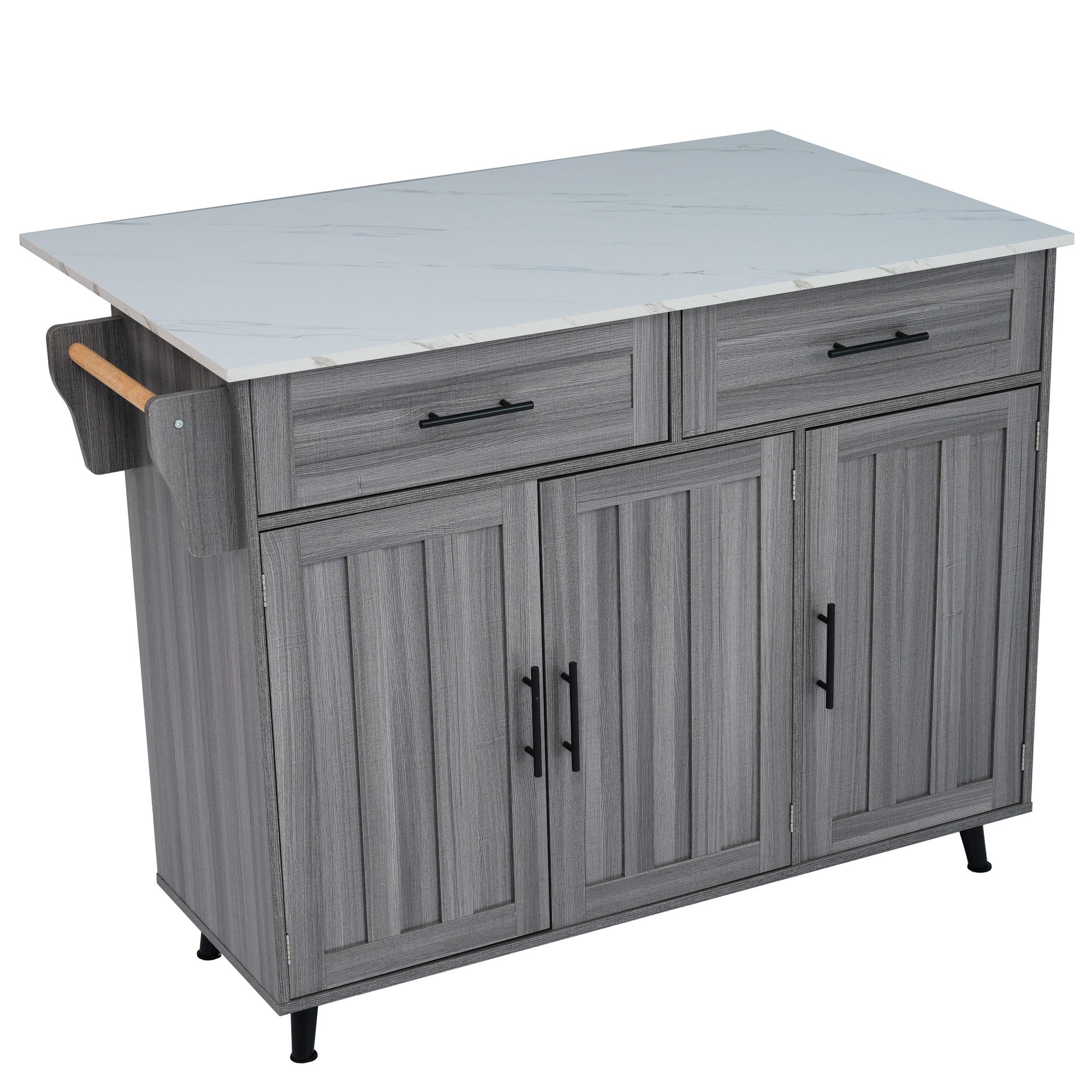 OKWISH Sideboard Anrichte Küchenschrank Speisewagen (1 St., 5 Räder, 3 Tür), mit Ausziehbare Arbeitsplatte,Massivholzbeine umschaltbar