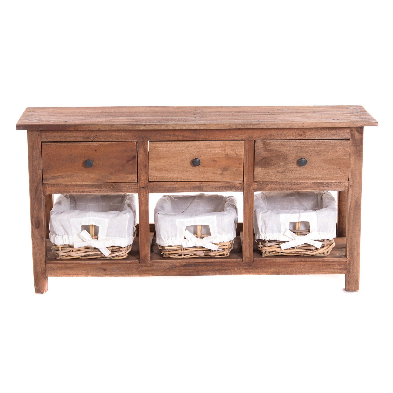DESIGN DELIGHTS Kommode KOMMODE RANTAN, 98 cm, Massivholz, Sideboard mit Körben
