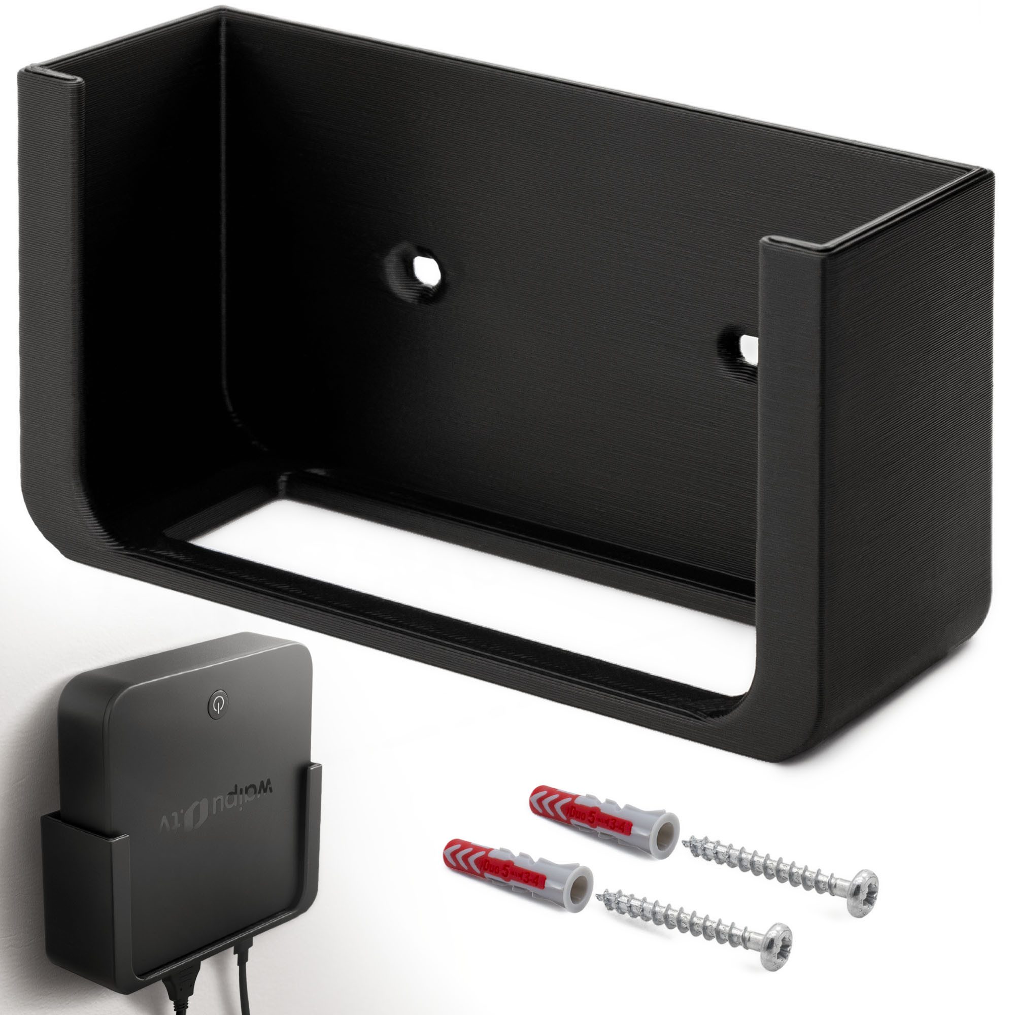 Mobilefox Wandhalterung Wandhalterung für waipu.tv Box 4K, inkl. Klebepads & Schrauben Schwarz