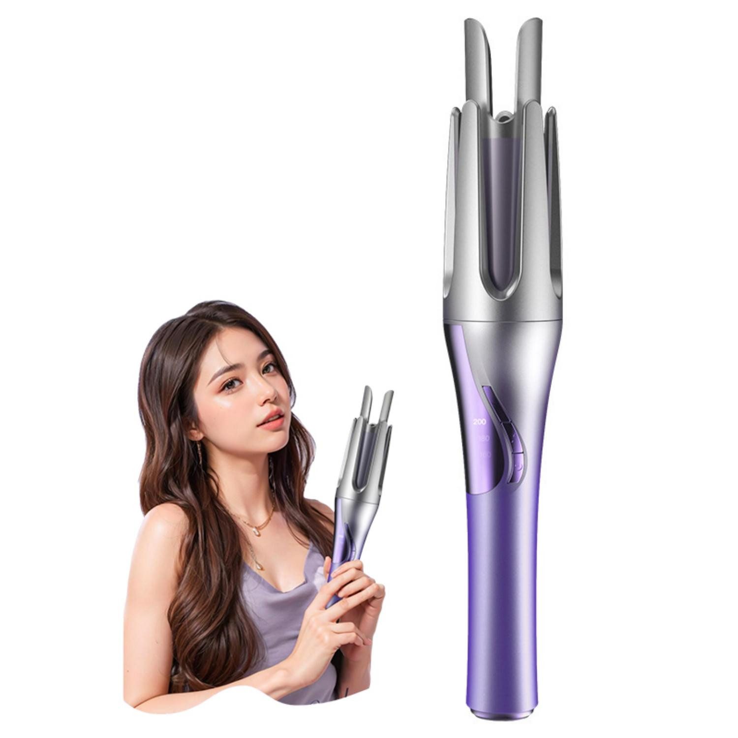 ibettertec Lockendreher Lila Curling Board, Bügeleisen vollautomatisch, 3Temperaturen, Lockenstab Automatisch, Negativ Ionen Automatischer Lockenstab, Hair Curler für Alle Altersgruppen