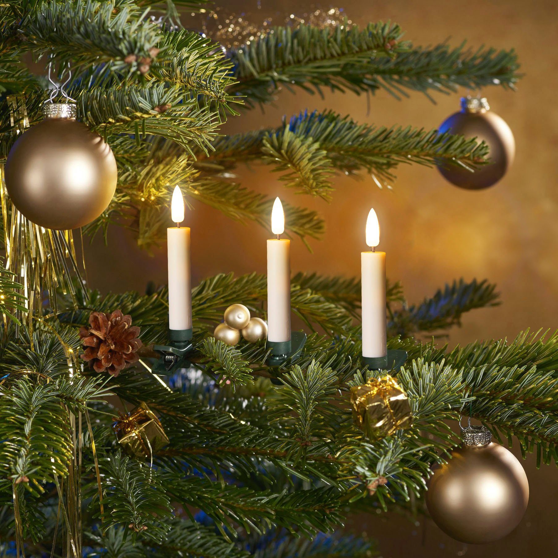 my home LED-Christbaumkerzen Bjarne, 25 kabellos Kerzen mit 3D-Flamme, Höhe günstig online kaufen