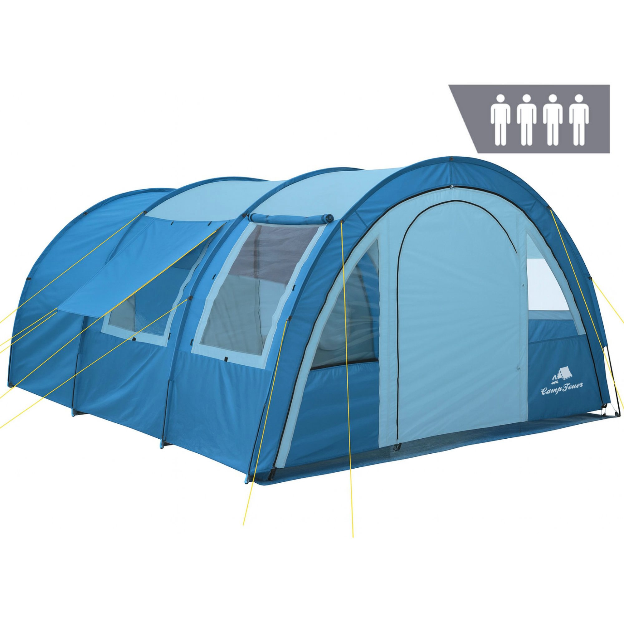 CampFeuer Tunnelzelt Zelt Multi für 4 Personen, Blau/Hellblau, Tunnelzelt mit Vorraum, 5000, Personen: 4