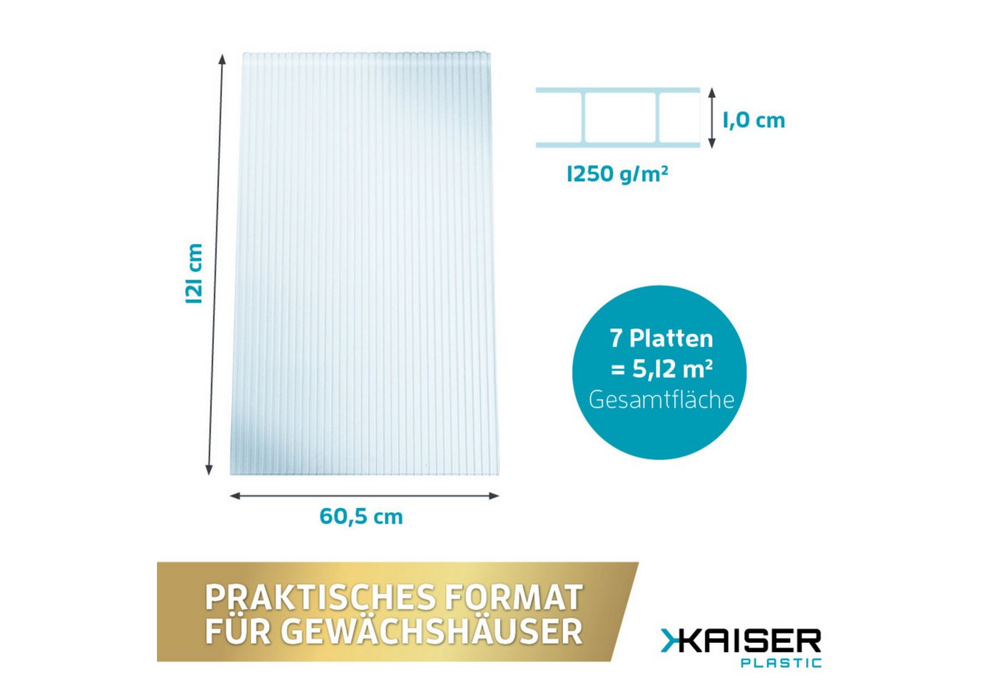 Thumbnail - Kaiser plastic Gewächshaus Gewächshausplatten Sets, 4 bis 10 mm Stärke, PC Doppelstegplatte, Made in Germany - Hagelfest...