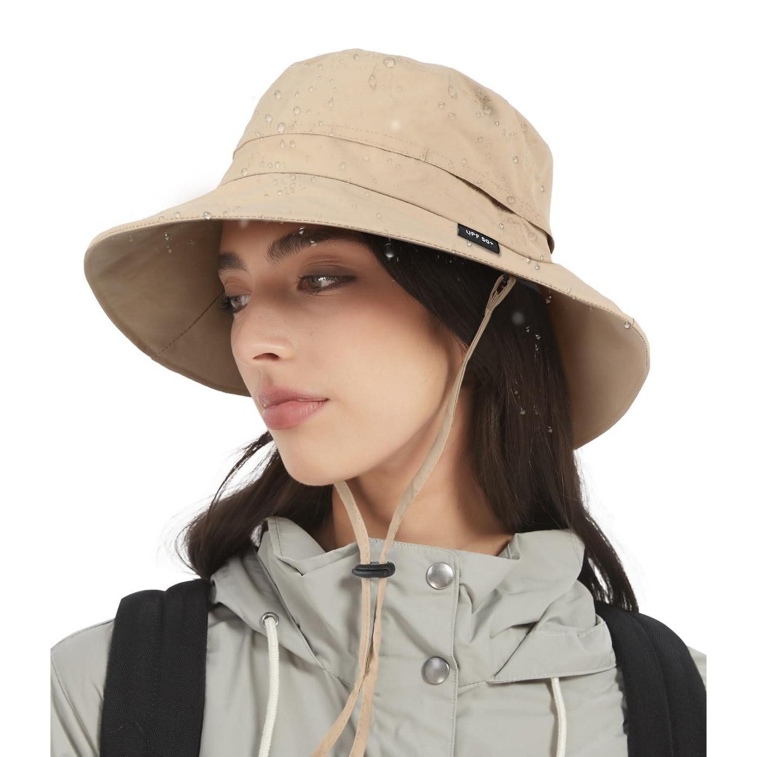 LuxusKollektion Outdoorhut Regenhut Wasserdicht Sonnenhut Damen Herren Einheitsgröße Khaki