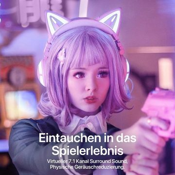 YOWU Multi-Kanal-Konfiguration Gaming-Headset (App-Steuerung Kabellos mit langer Batterielebensdauer und stylischem Zubehör, mit 7.1-Multi-Kanal-Sound,Präziser Positionierung& Freiheit Spielwelt)