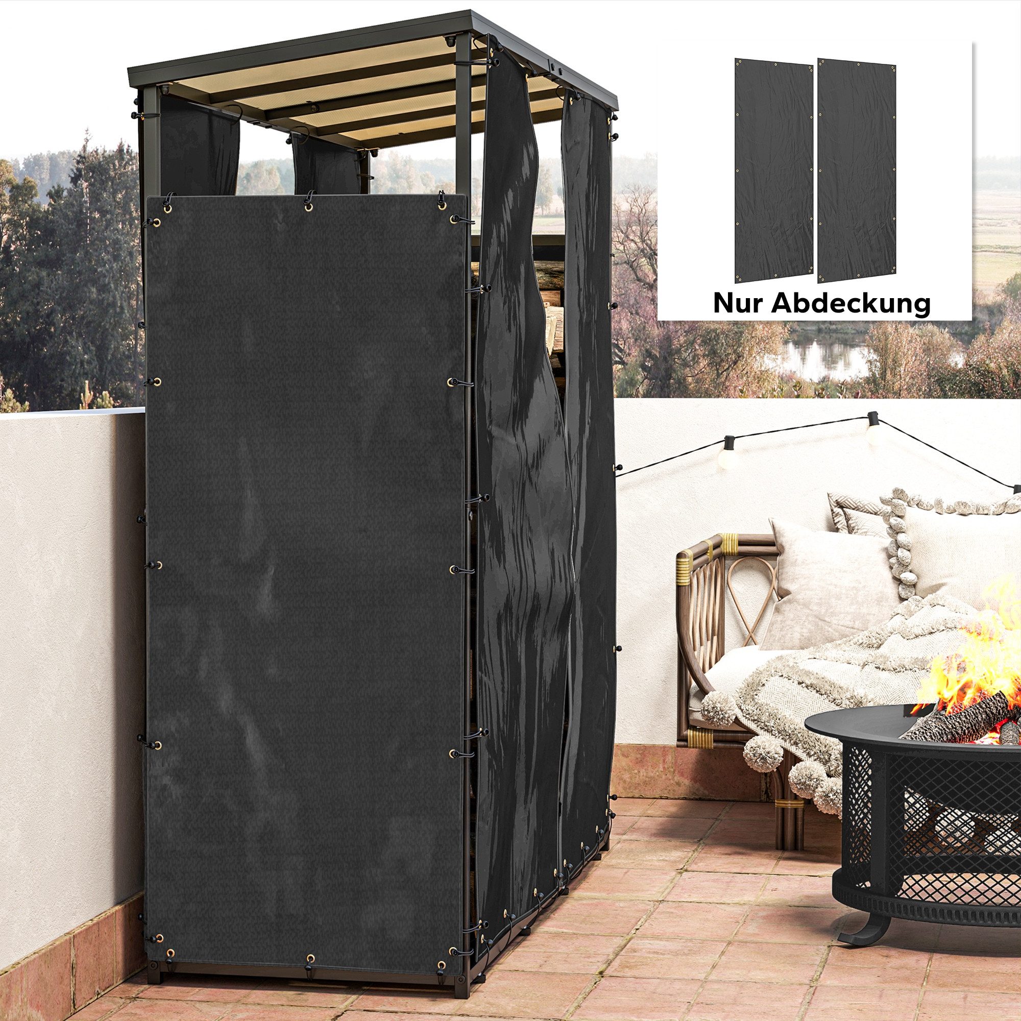 Outsunny Kaminholzregal 2er-Set, 148 x 62 günstig online kaufen