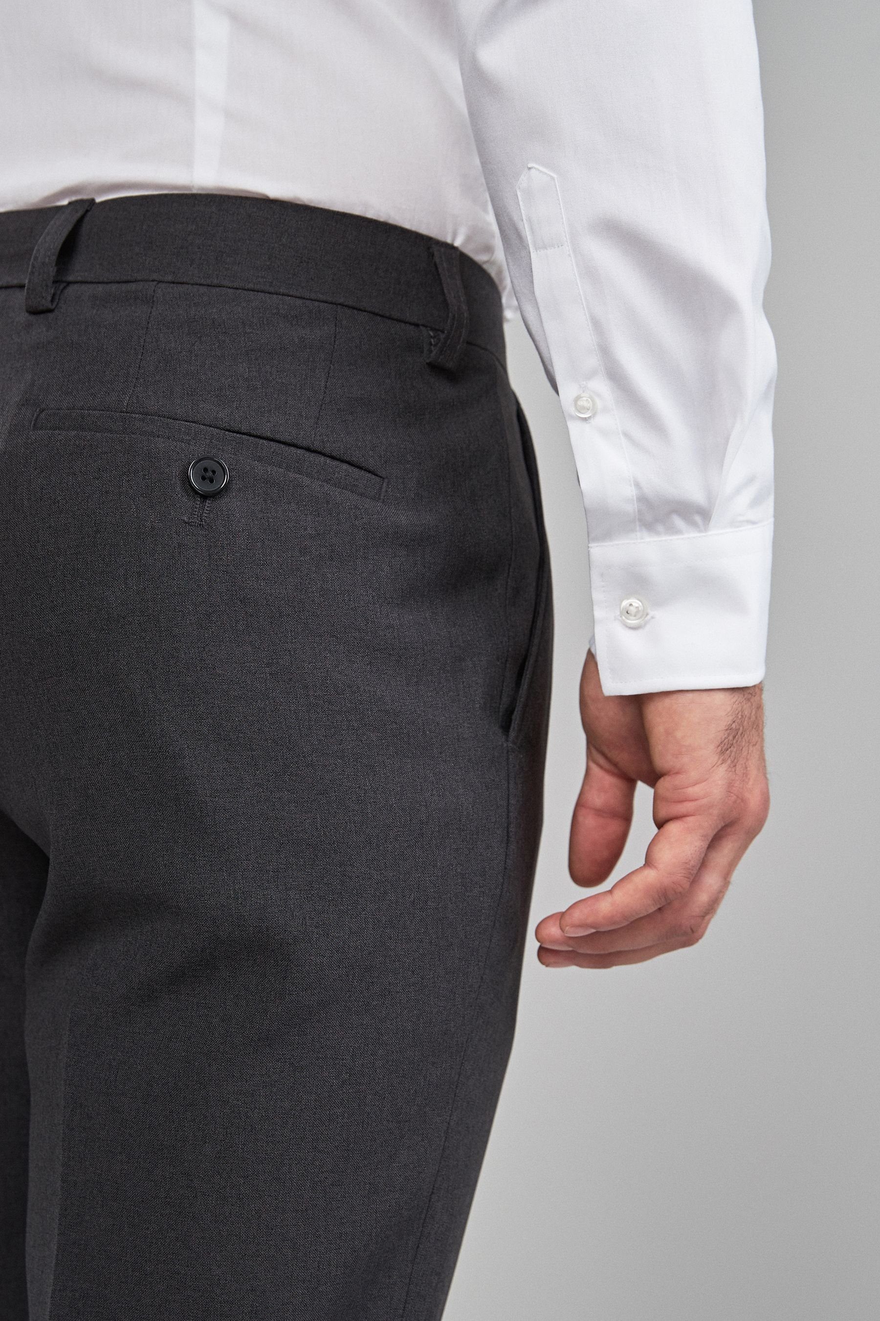 Skinny Next Hose Bundfalte, Maschinenwäsche Grey Fit Charcoal Stoffhose (1-tlg) ohne